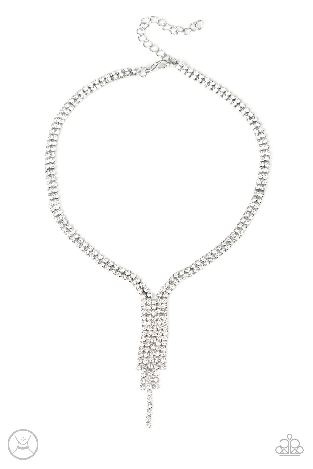 Double the Diva White Rhinestone Choker Necklace - Paparazzi Accessories