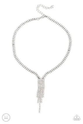 Double the Diva White Rhinestone Choker Necklace - Paparazzi Accessories