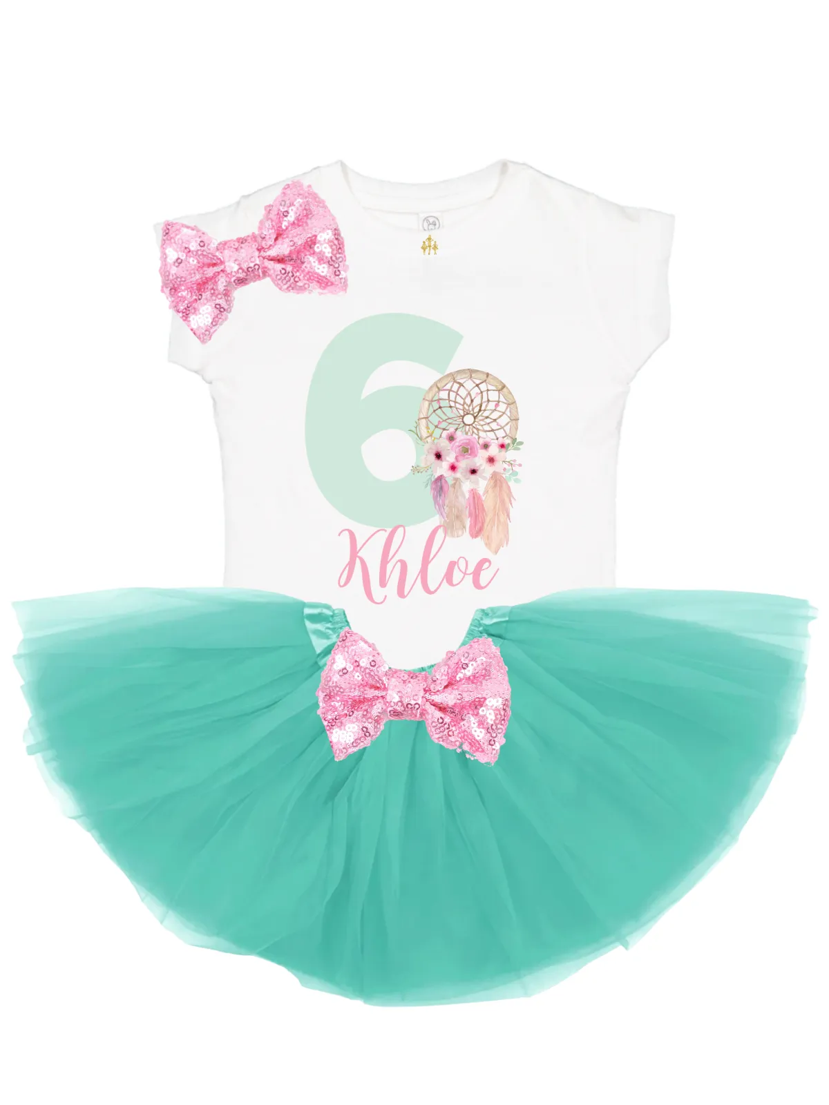 Dreamcatcher Birthday Tutu Outfit - Mint Green & Pink