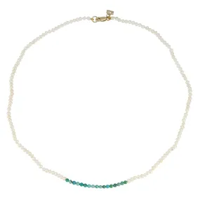 Flamenco Seedpearl and Turquoise color blocked Choker Necklace