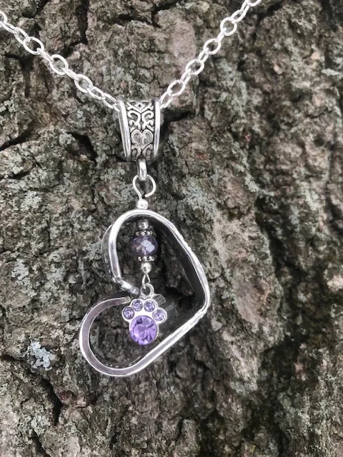 Floating Heart Paw Necklace