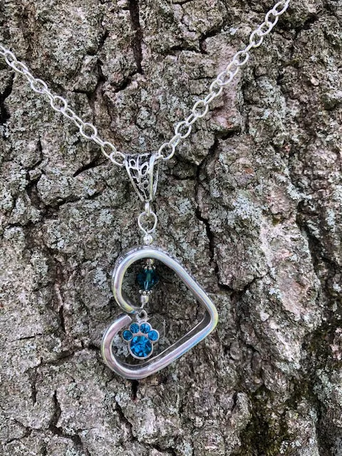 Floating Heart Paw Necklace