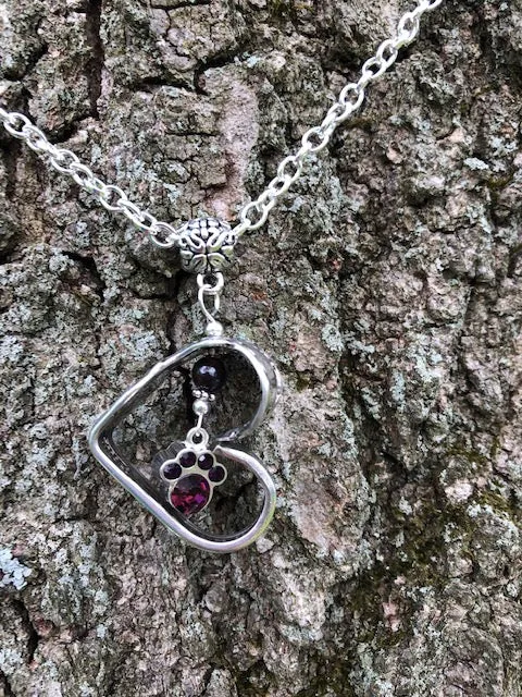 Floating Heart Paw Necklace