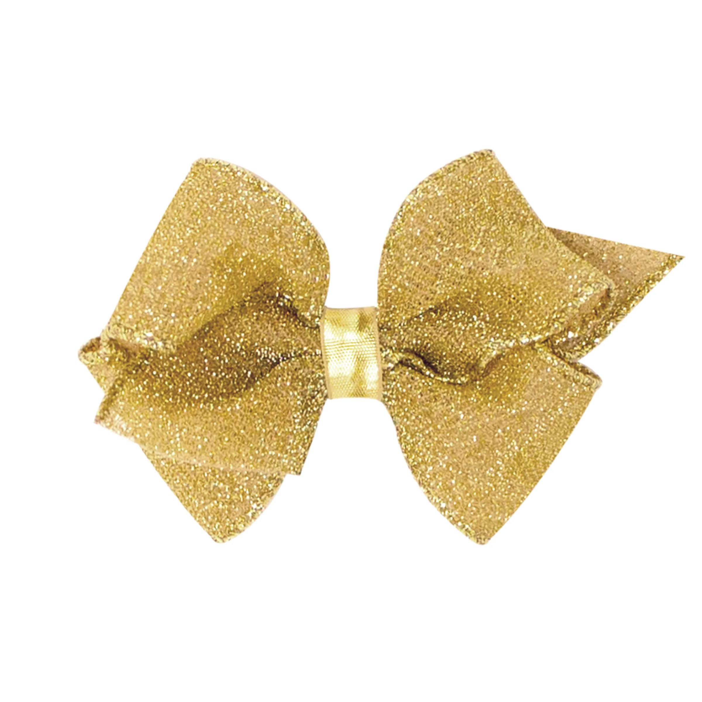 Glimmer Sparkle Hair Bow on Clippie - Gold