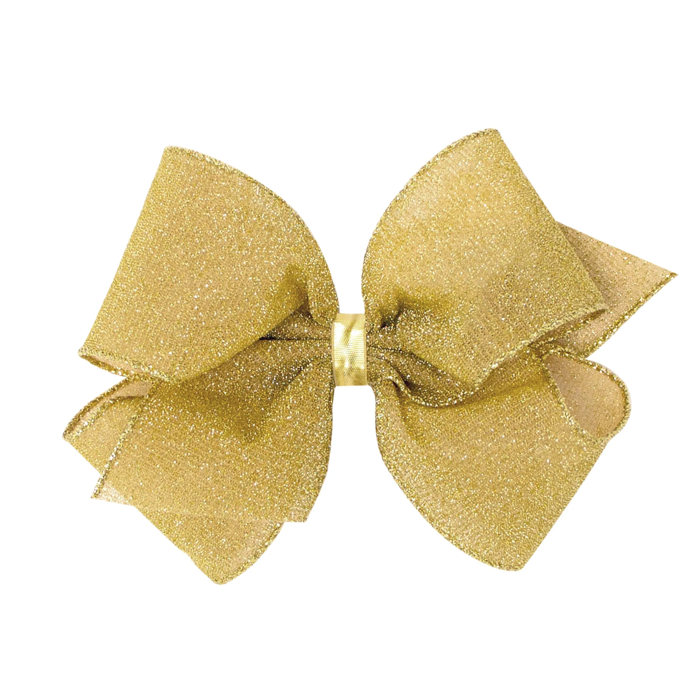 Glimmer Sparkle Hair Bow on Clippie - Gold