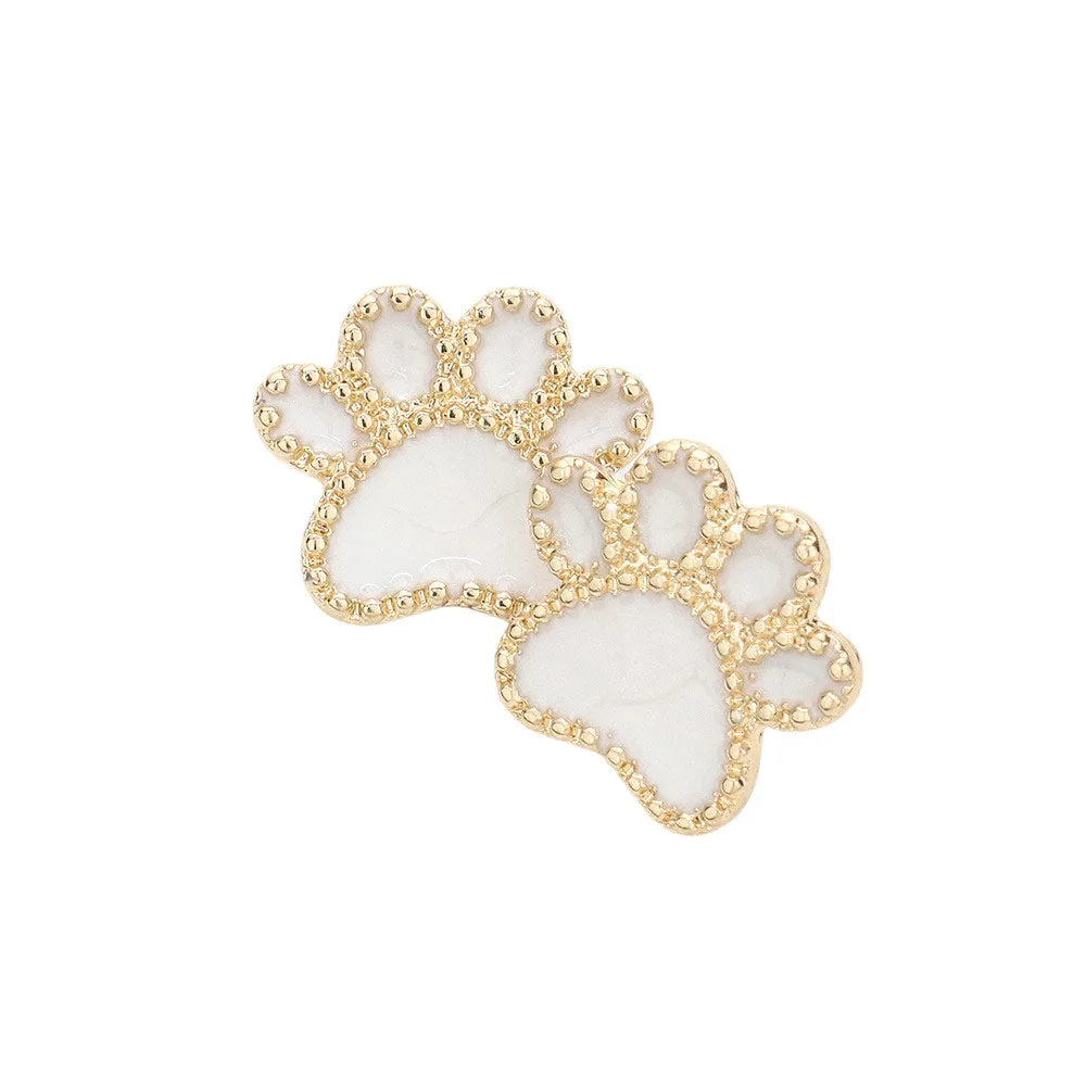 Glittered Paw Stud Earrings