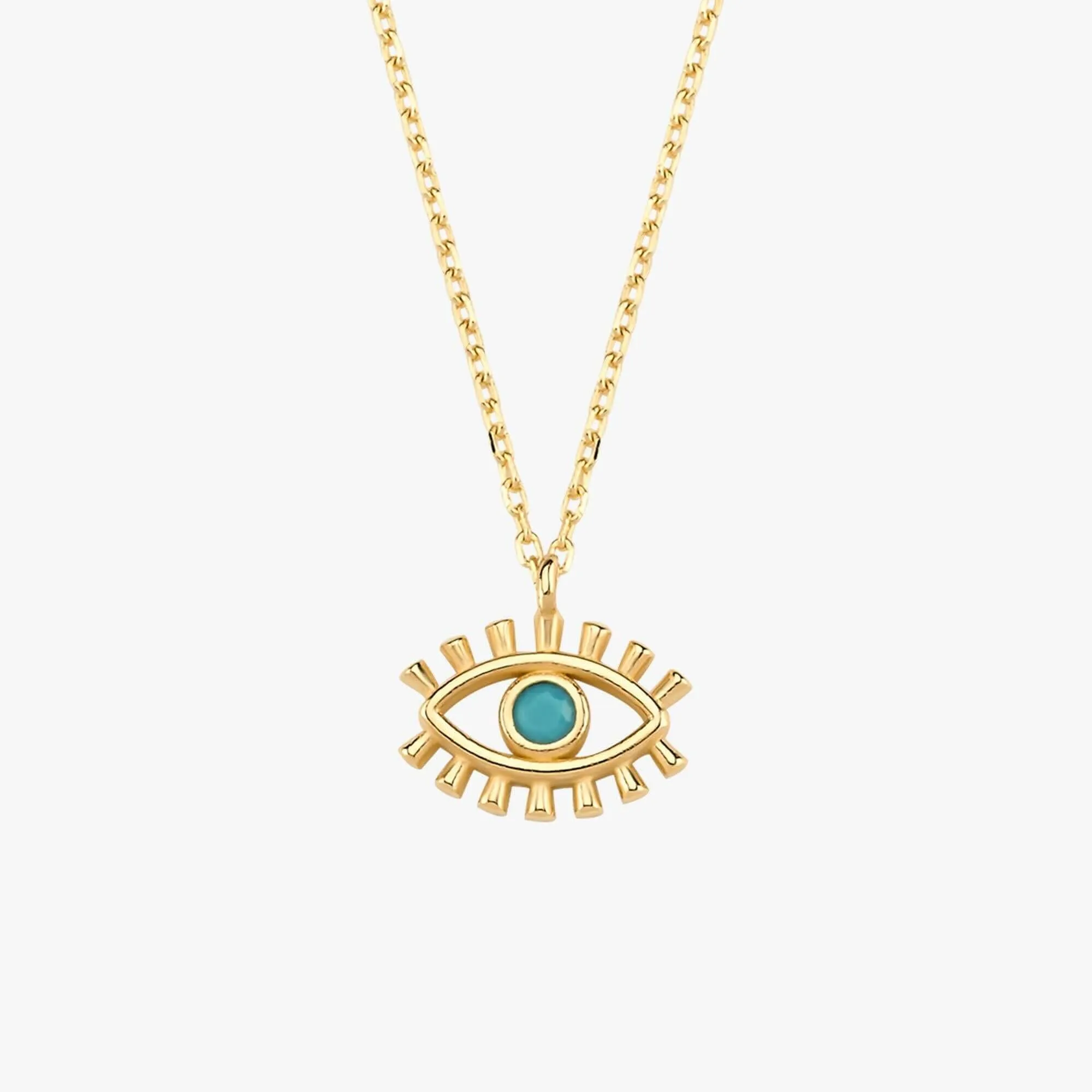 Gold Evil Eye Necklace | 14K Solid Gold