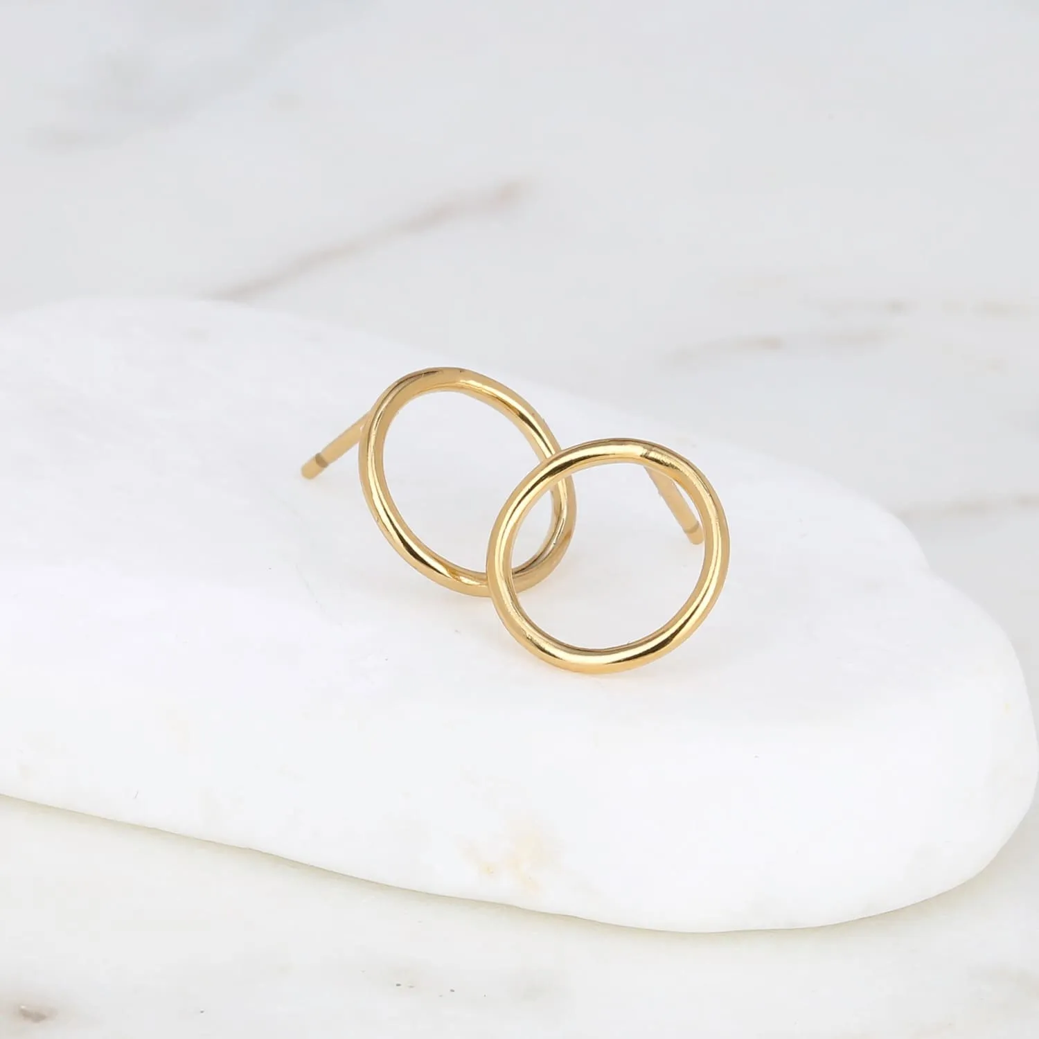 Gold Filled Dainty Circle Stud Earrings