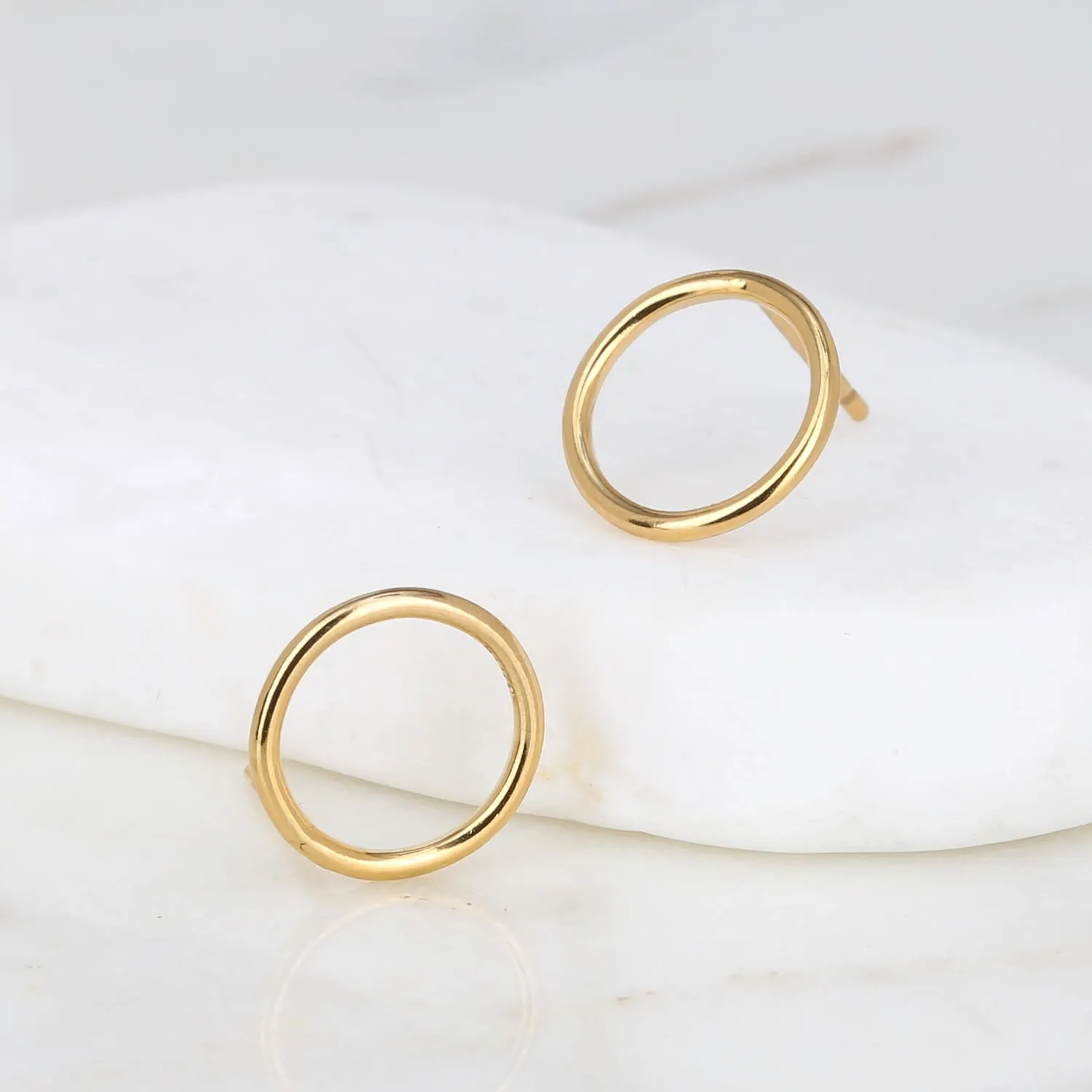 Gold Filled Dainty Circle Stud Earrings