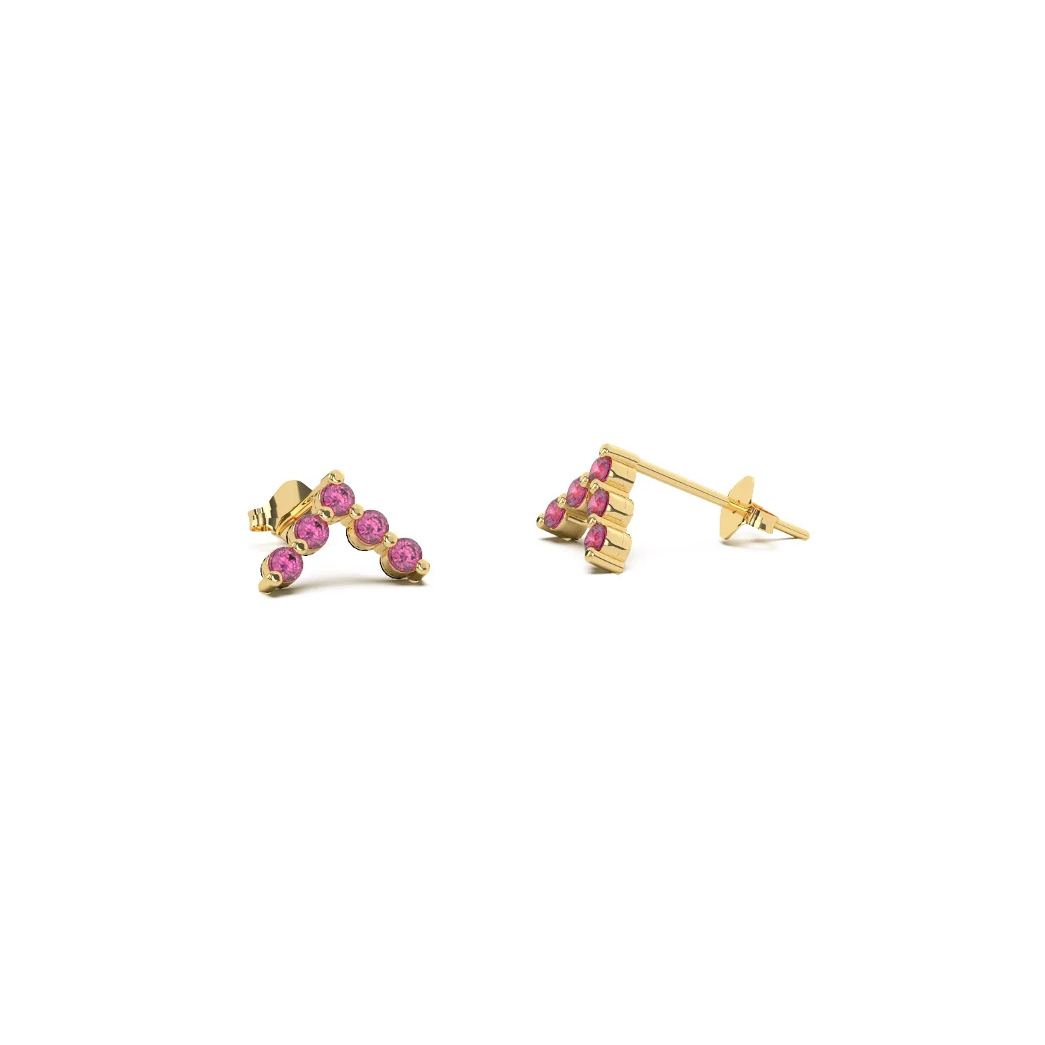 Gold Gemstone Chevron Earrings