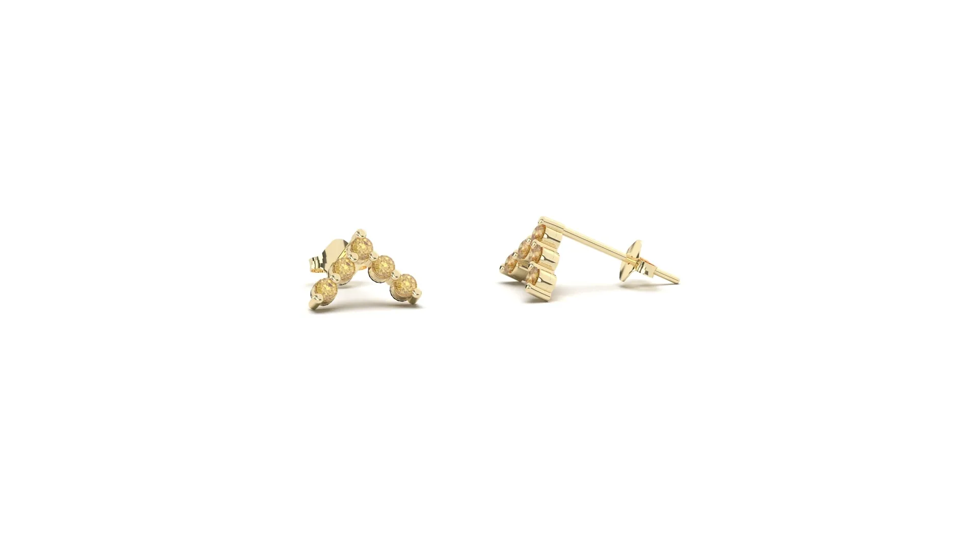 Gold Gemstone Chevron Earrings