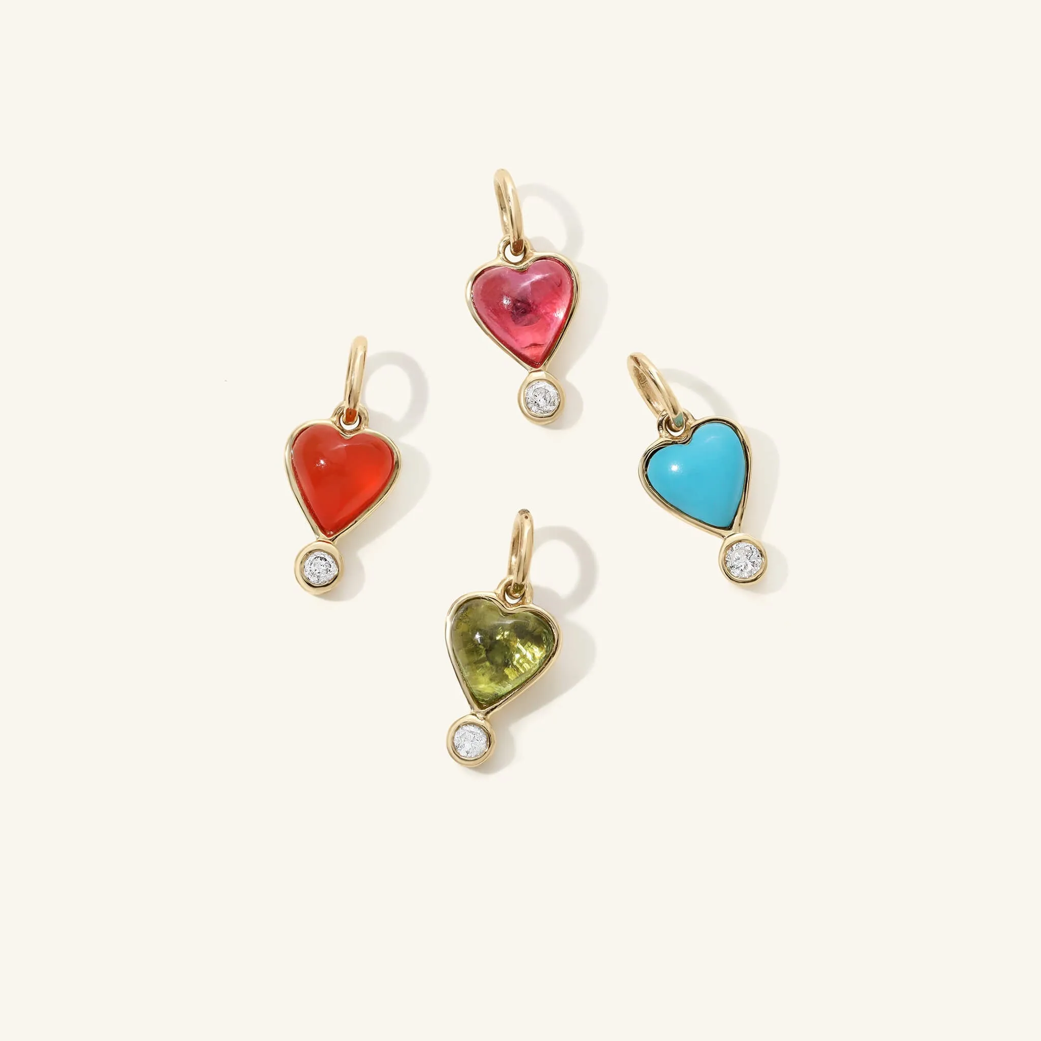 Gold Turquoise Byrdie Heart Pendant with Diamond Detail