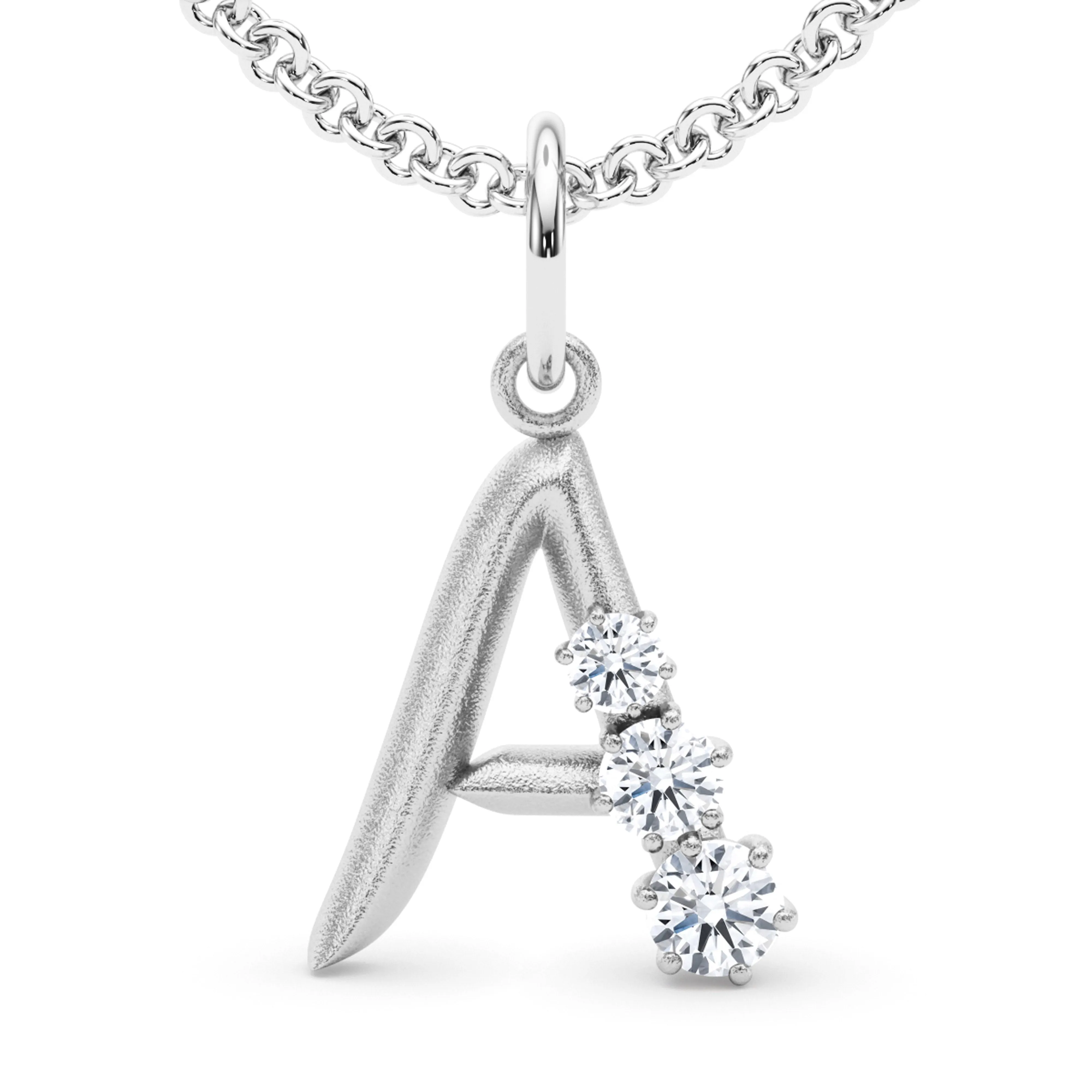 Graduated Diamond Initial Pendant Letter A