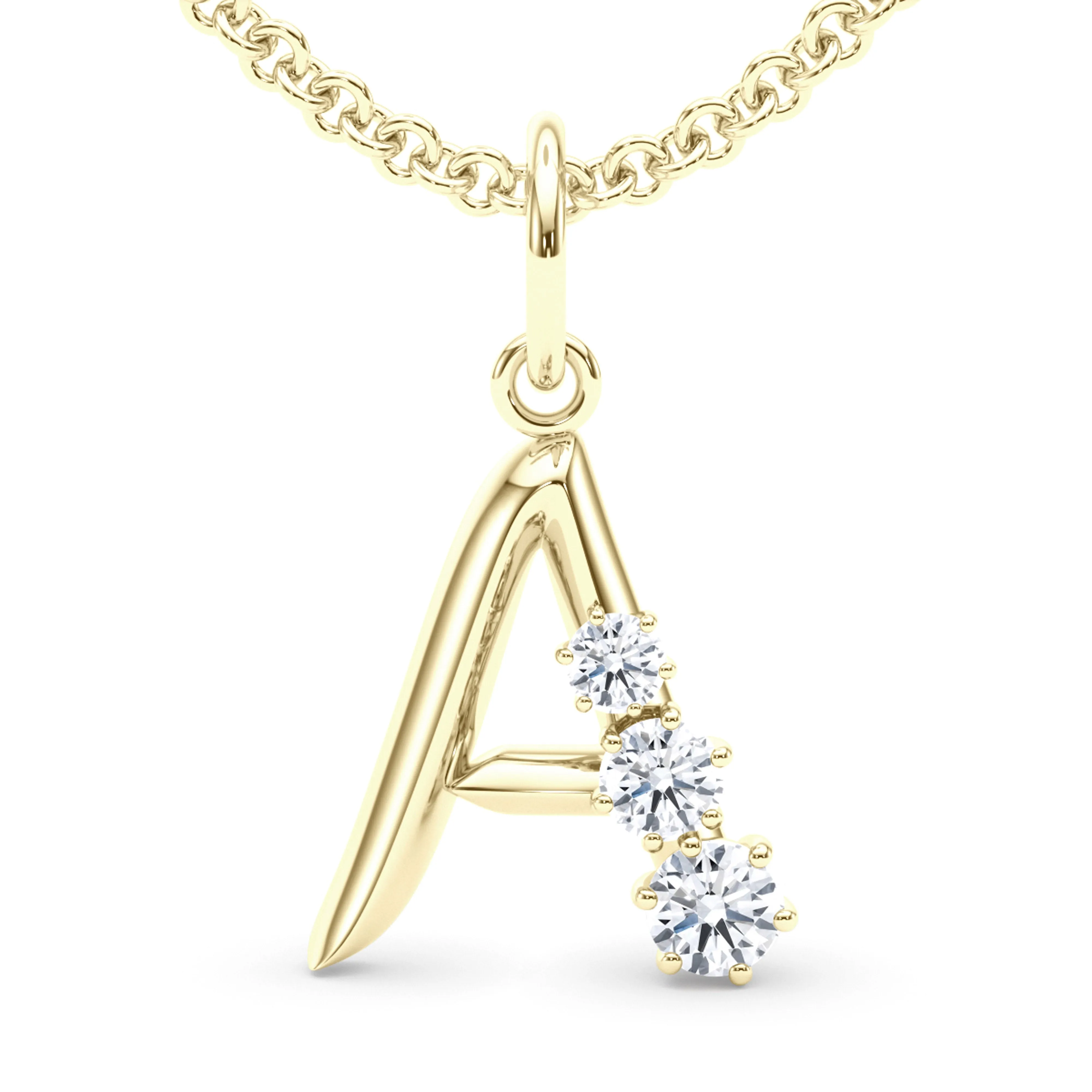 Graduated Diamond Initial Pendant Letter A