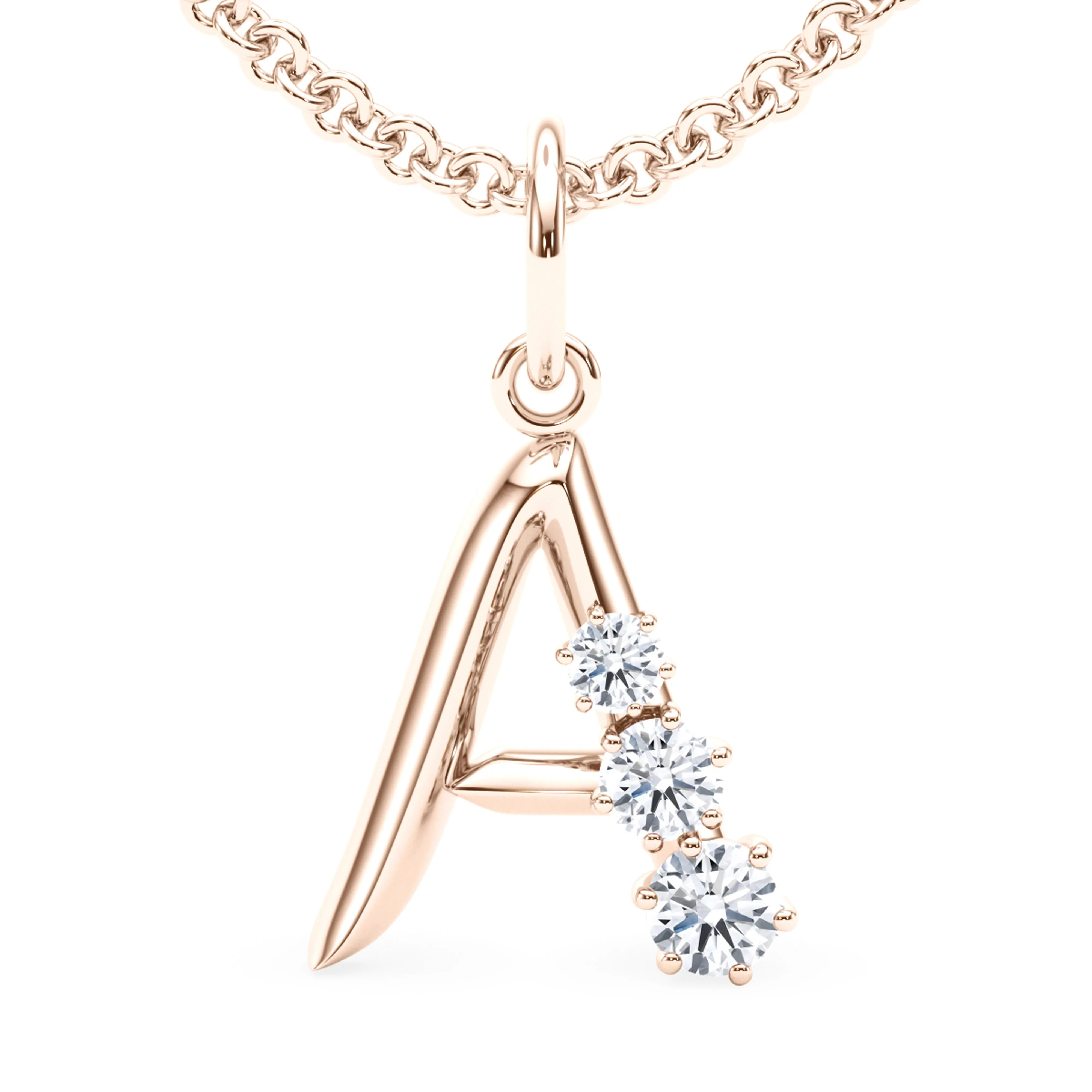 Graduated Diamond Initial Pendant Letter A