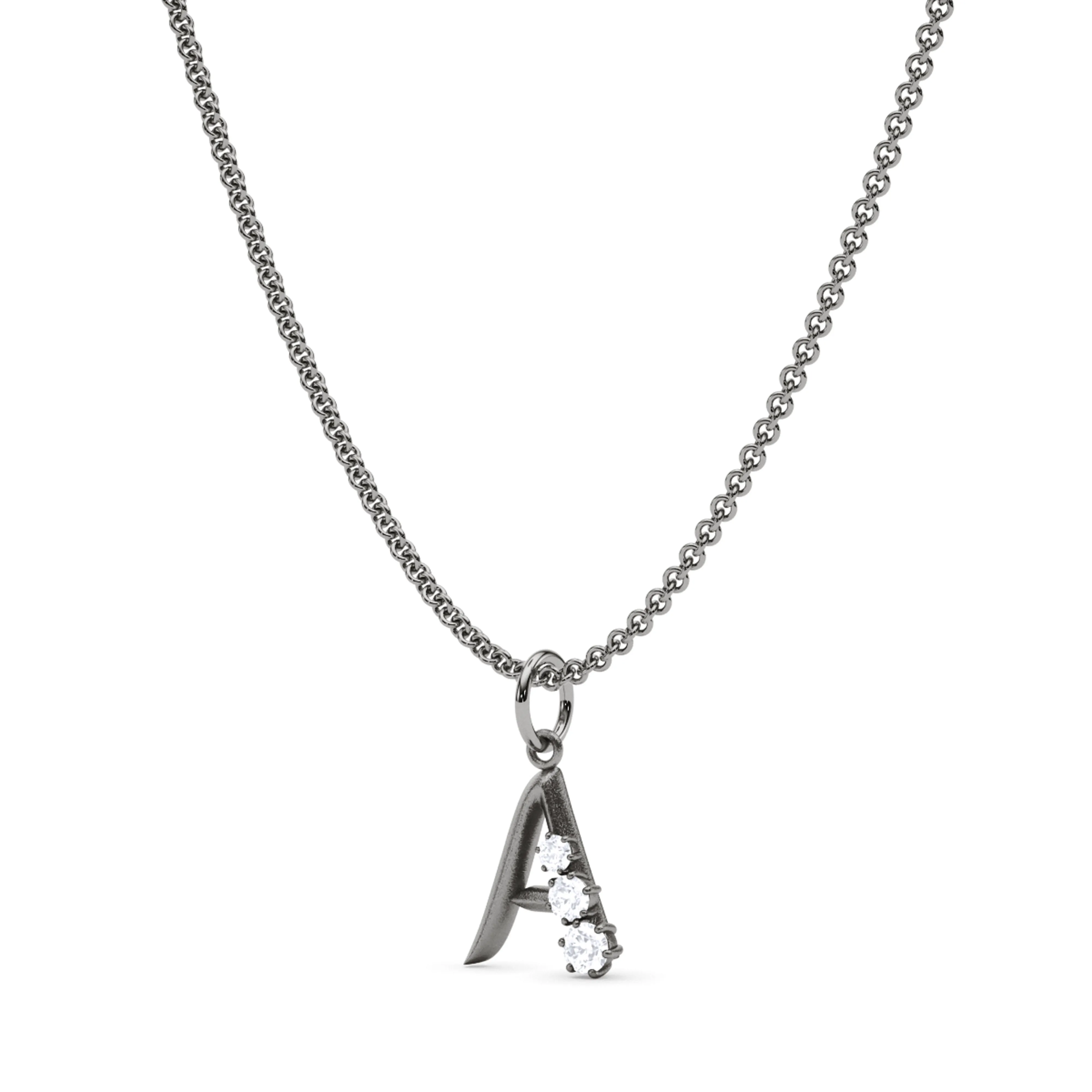 Graduated Diamond Initial Pendant Letter A