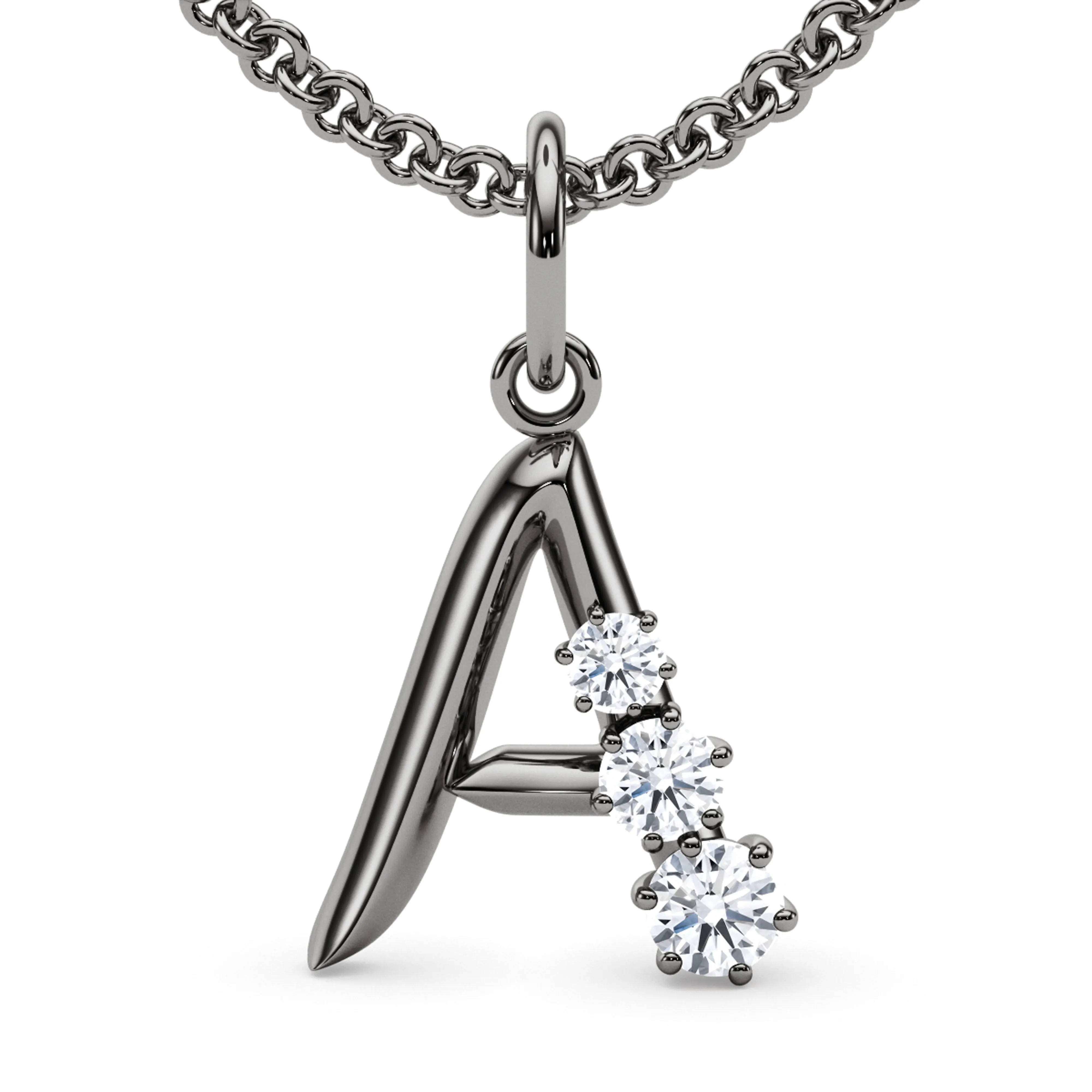 Graduated Diamond Initial Pendant Letter A