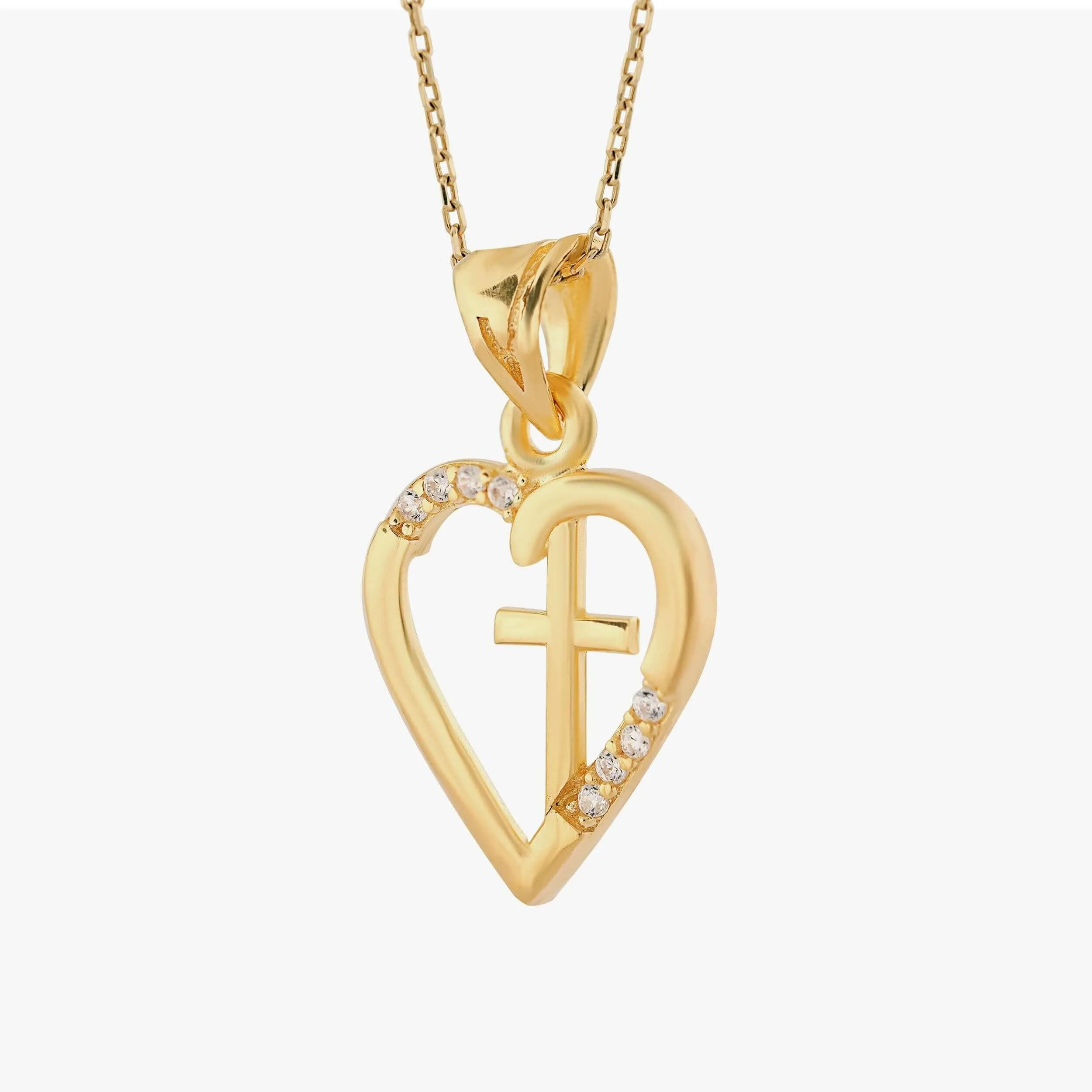 Heart And Cross Necklace | 18K Gold Vermeil