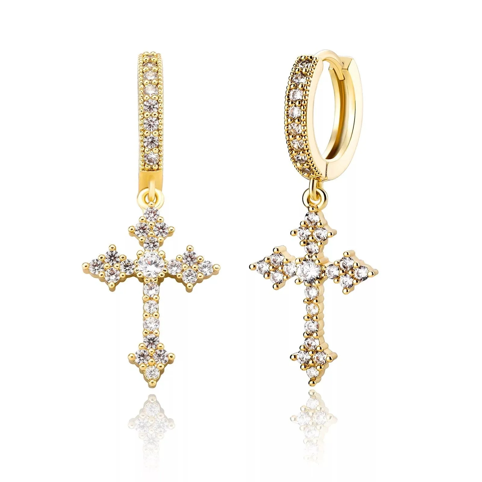 Iced Out Cross Earrings