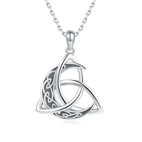 Irish Celtic Knot Moon Pendant Chain 925 Sterling Silver Necklace