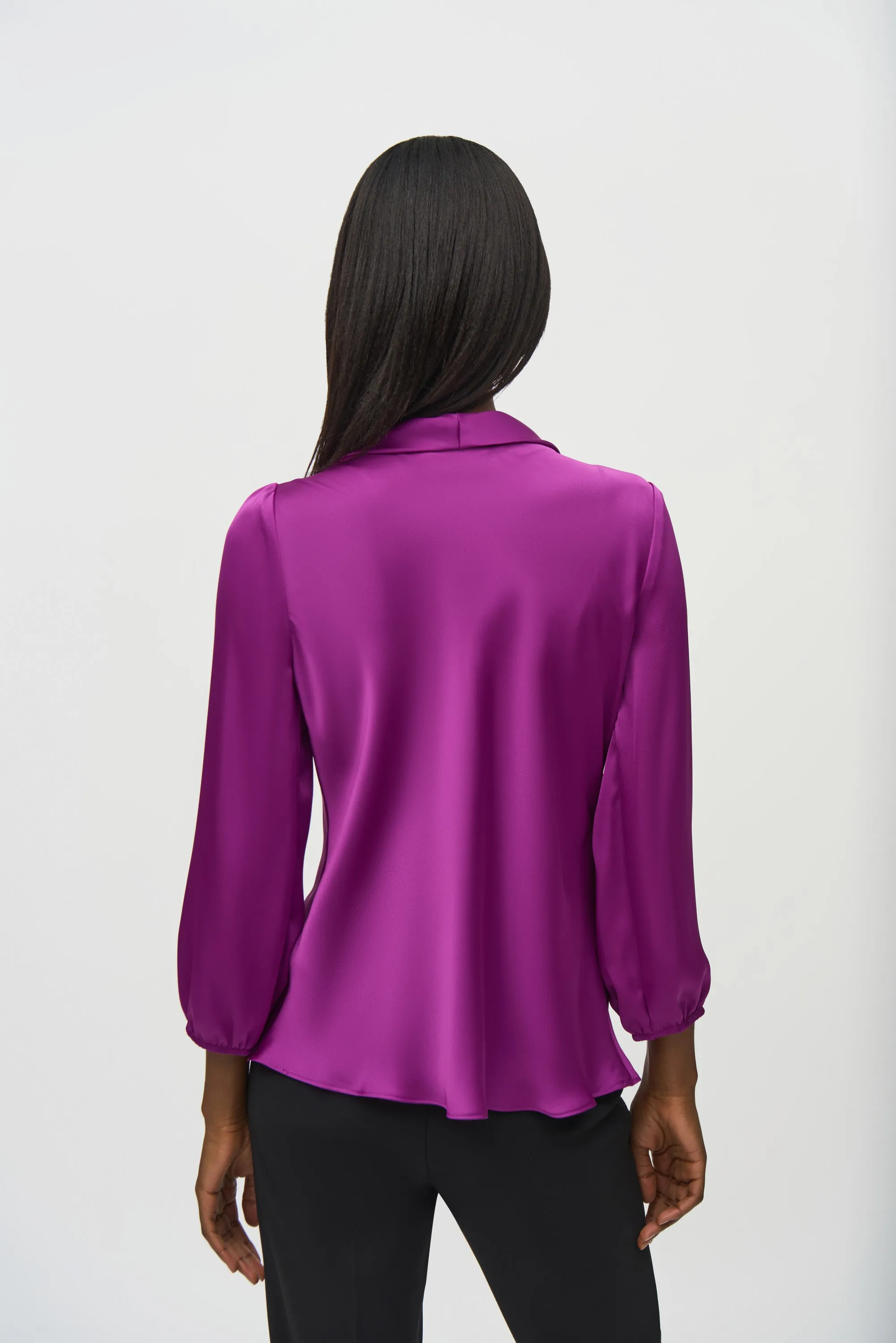 Joseph Ribkoff Satin Top With Bow Tie Detail 244077 - Empress