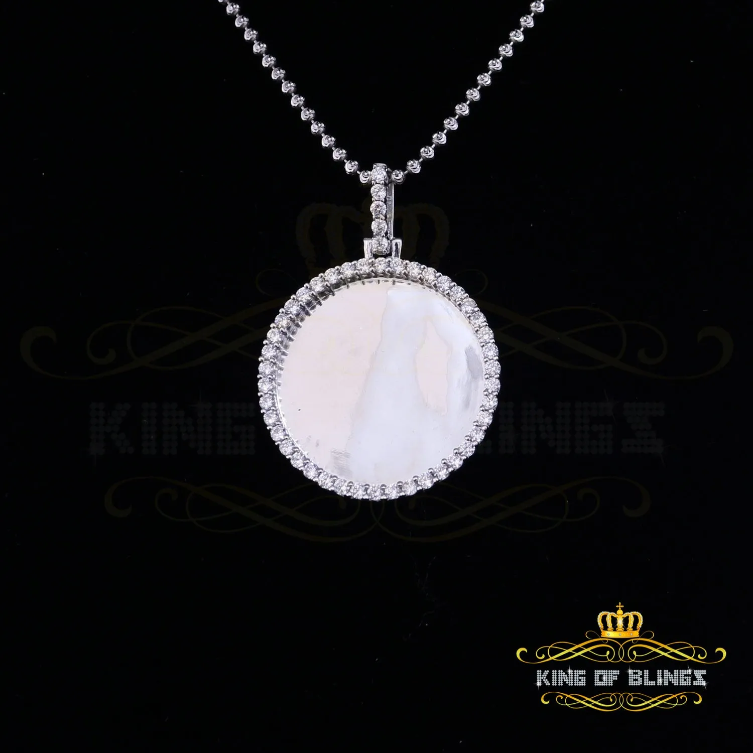 King Of Bling's Attractive 925 Sterling White Silver Pendant Round with 2.82ct Cubic Zirconia