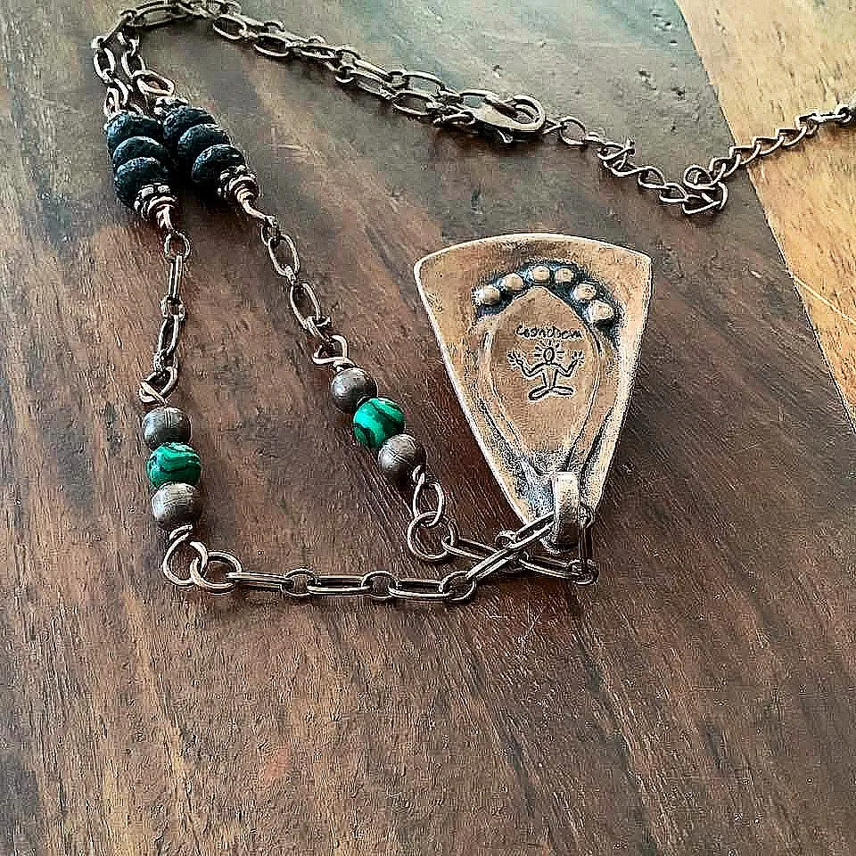 Malachite Pendant Necklace, Malachite Copper Necklace