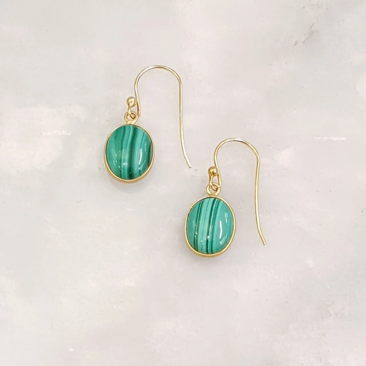 Malachite Single Drop Hook Earrings