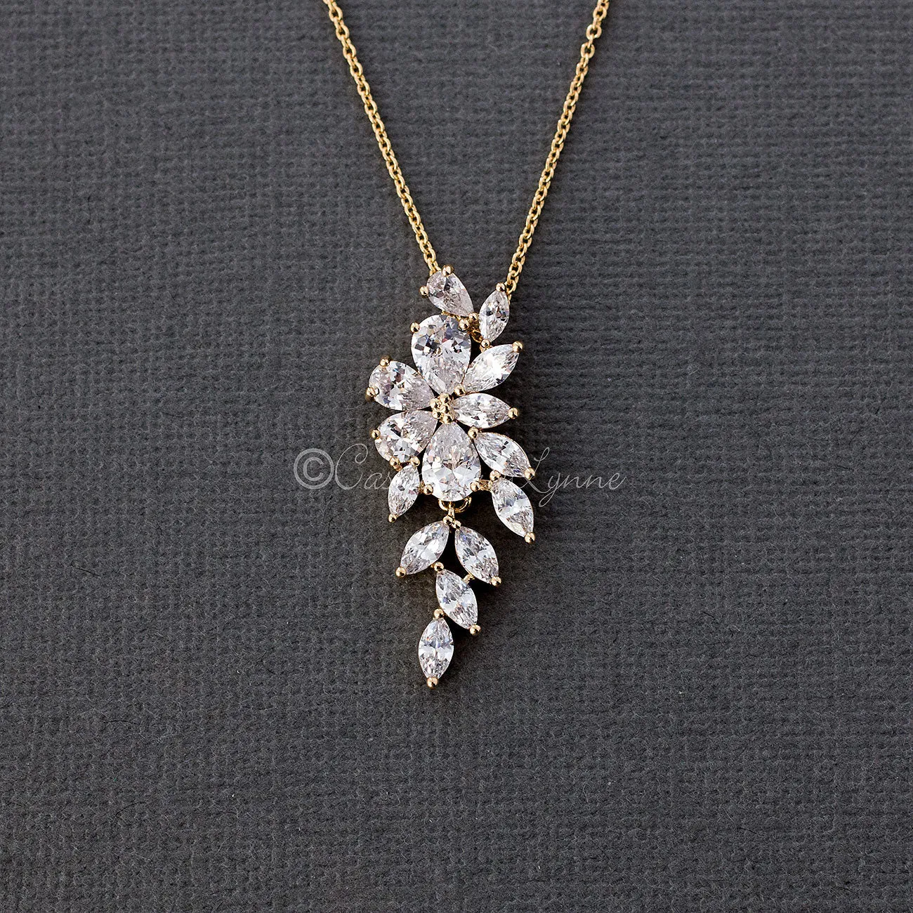 Marquise Flower Vine CZ Pendant Necklace