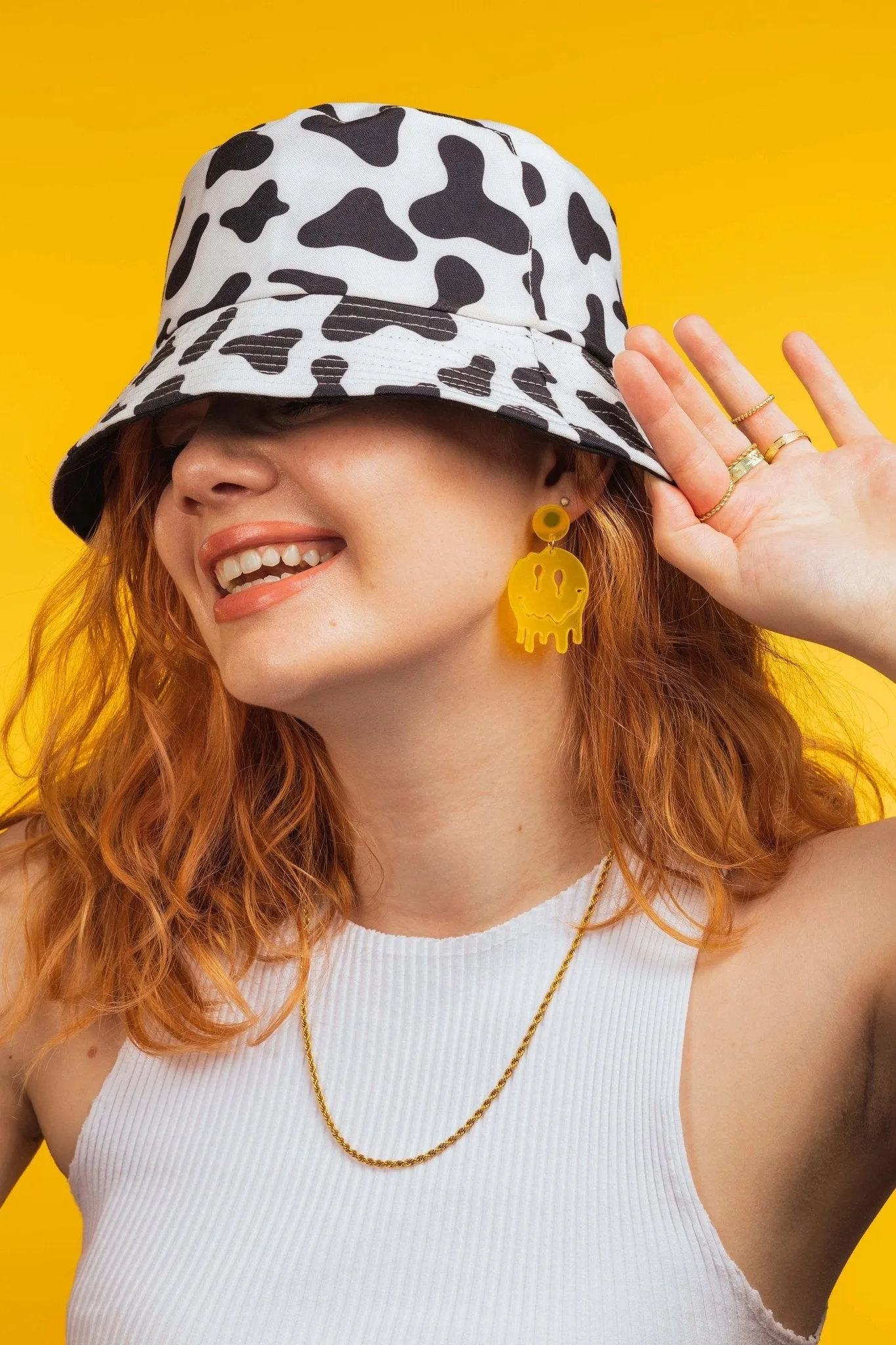 Melted Smiley Face Dangle Earrings