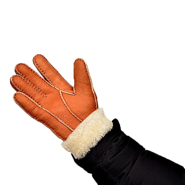 Mens Leather Gloves for Winter Fleece Lined Sheepskin Fur Gifts