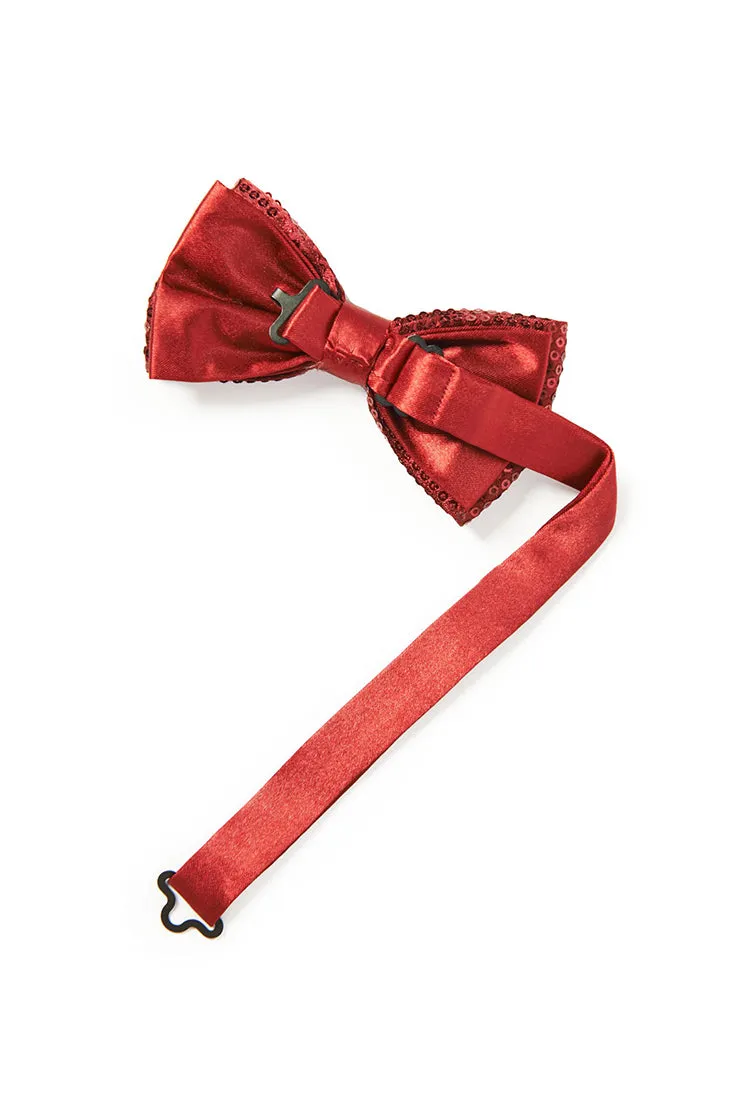 Men's Sequin Bow tie - Burgundy