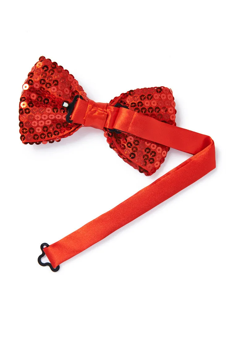 Men's Sequin Bow Tie - Red