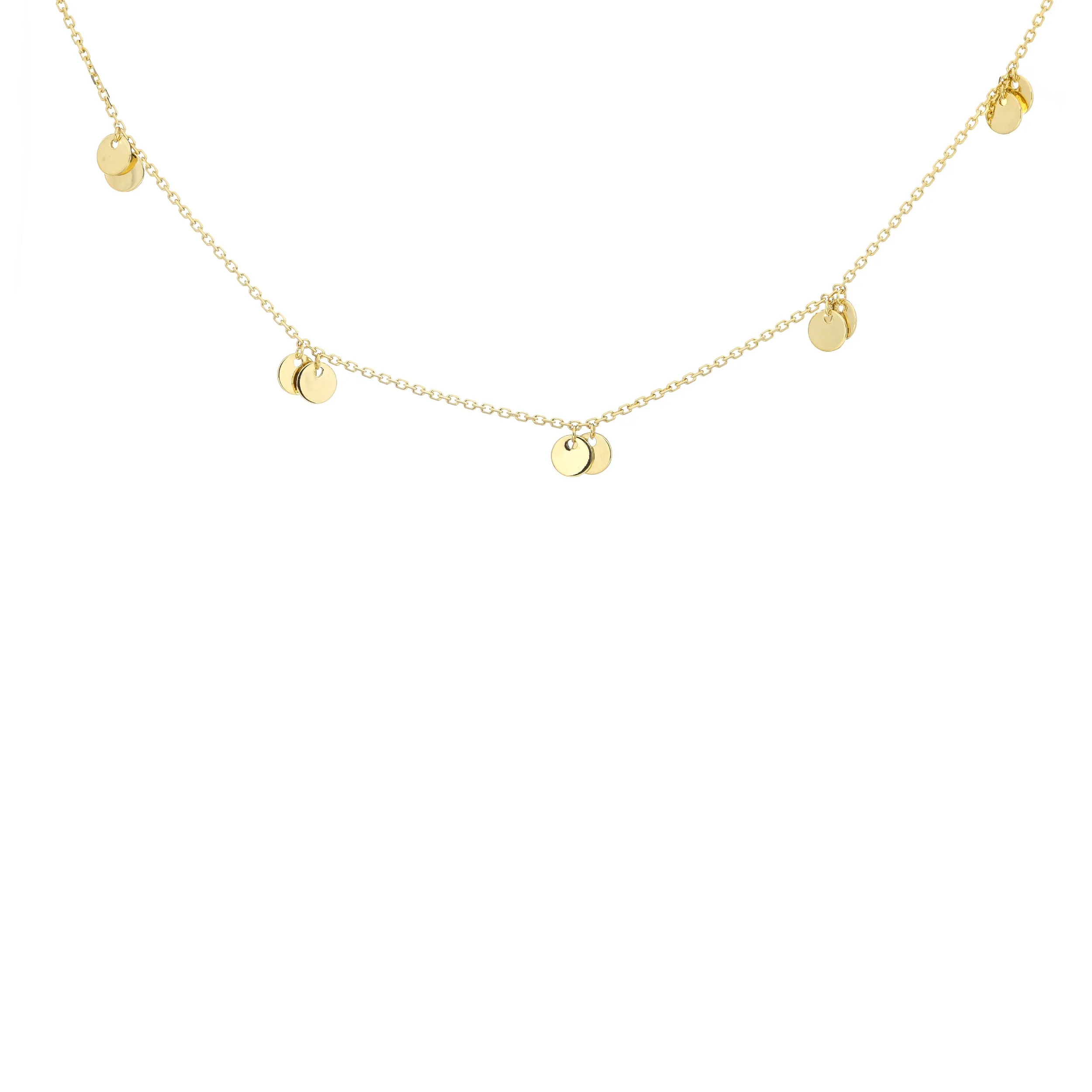 MINI DOUBLE DISCS NECKLACE 14K