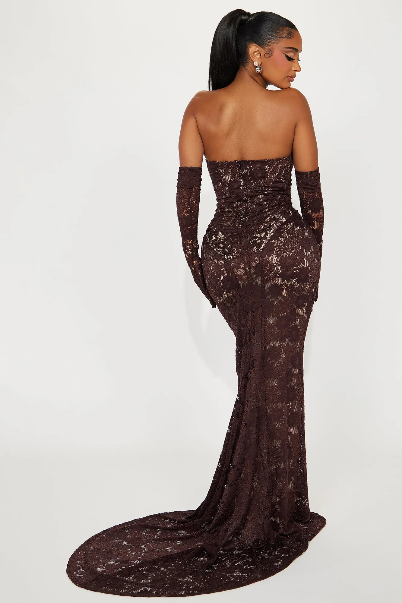 Miranda Lace Maxi Dress - Chocolate