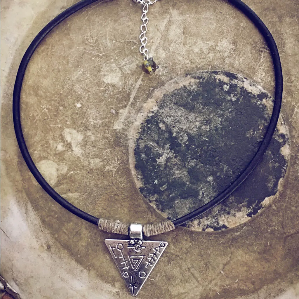 mystic triangle // leather choker necklace