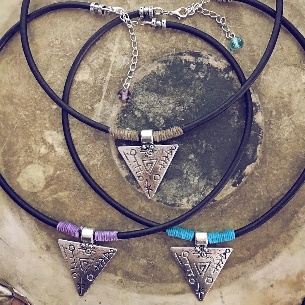 mystic triangle // leather choker necklace