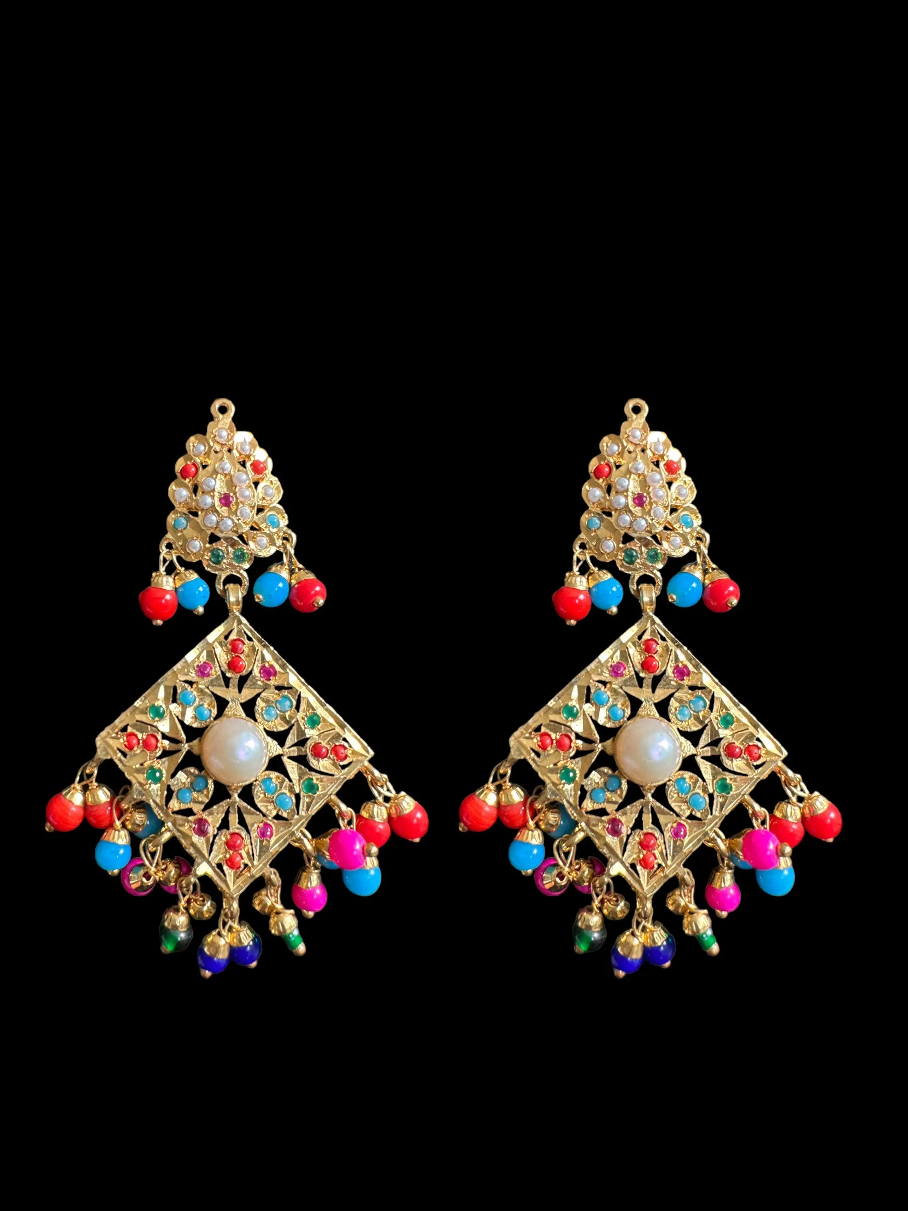 Navratan choker with earrings and Tika ( READY TO SHIP )