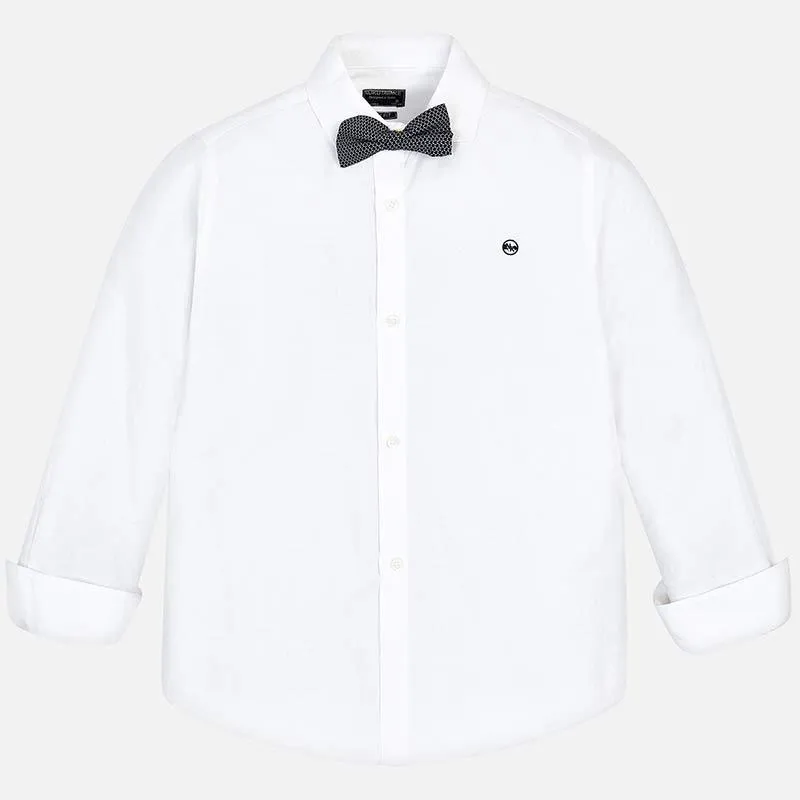 Nukutavake Long Sleeve Slim Fit White Shirt with Bow Tie 6131