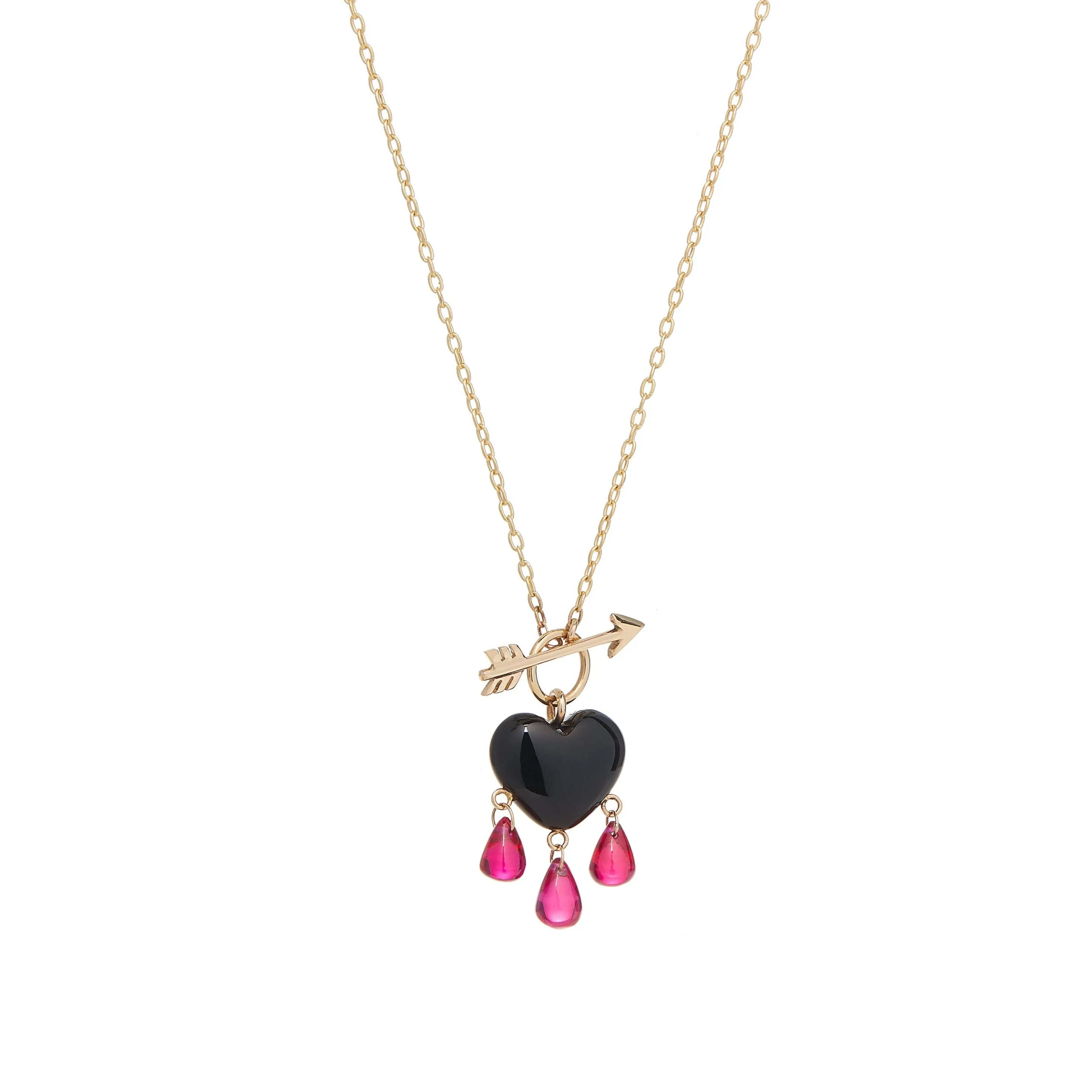 Onyx Bleeding Heart Necklace