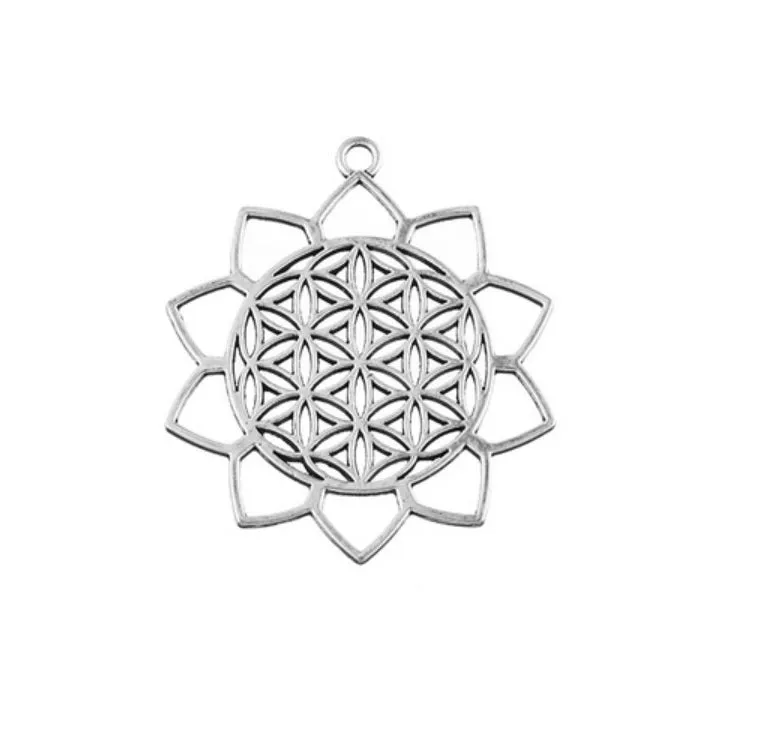 Open Background Lotus Flower of Life Sacred Geometry Background Pendant