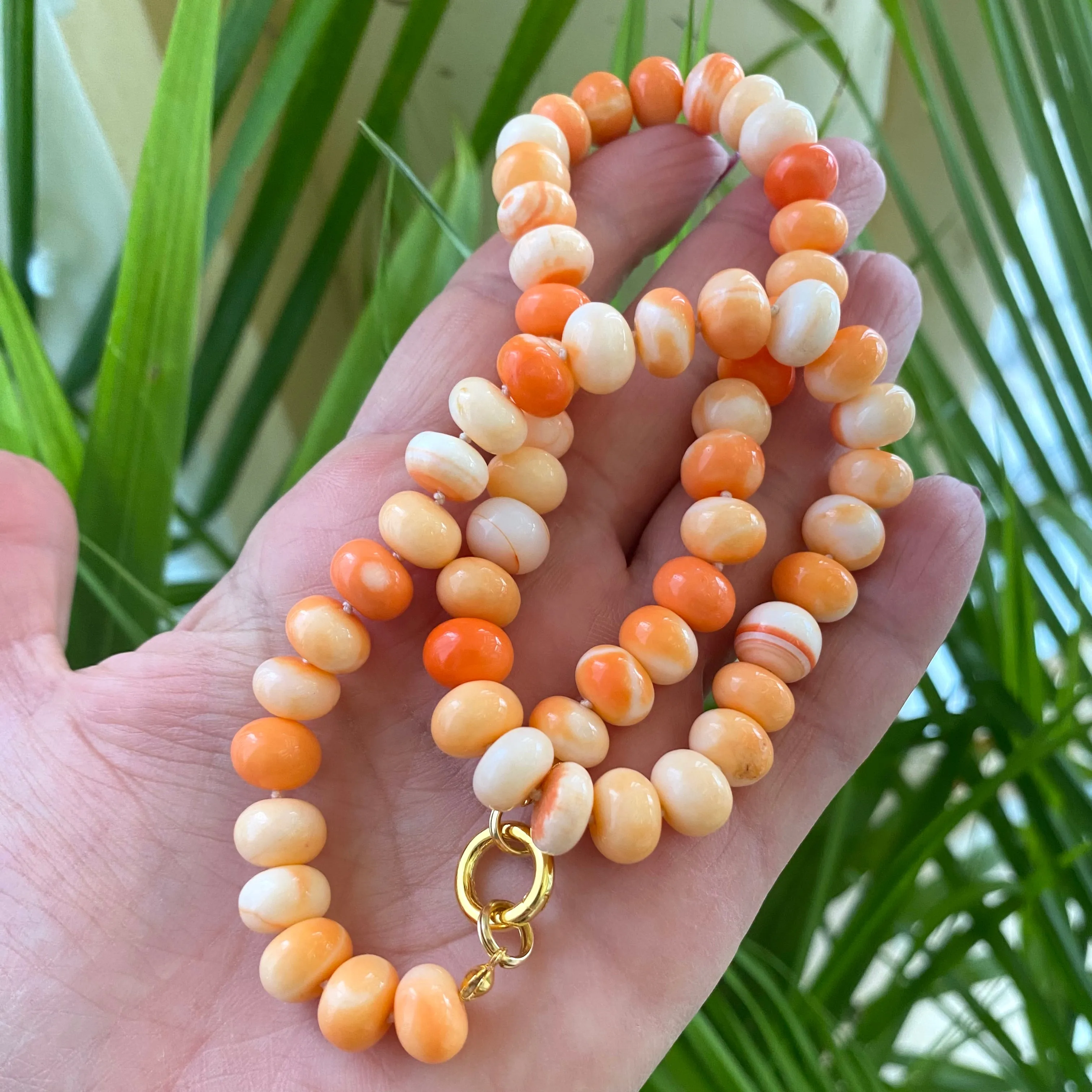 Orange Shaded Opal Candy Necklace, Gold Vermeil, 19in