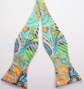 Pangborn Paisley Check Pastel Silk Bow Tie