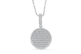 Pave Diamond Pendant 0.85 CT TW 14K White Gold DPEN001