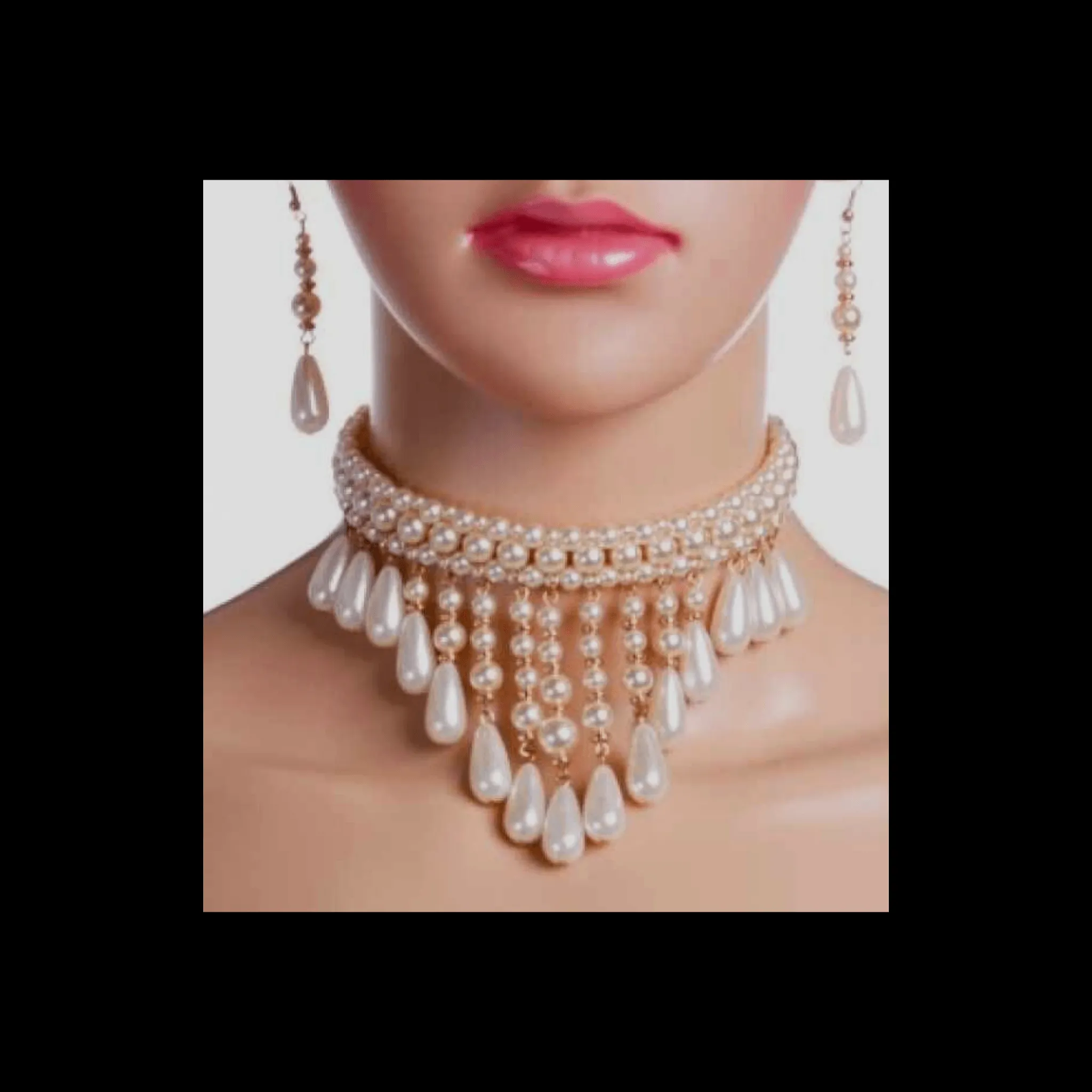 Pearl Drop Choker and Earring Set