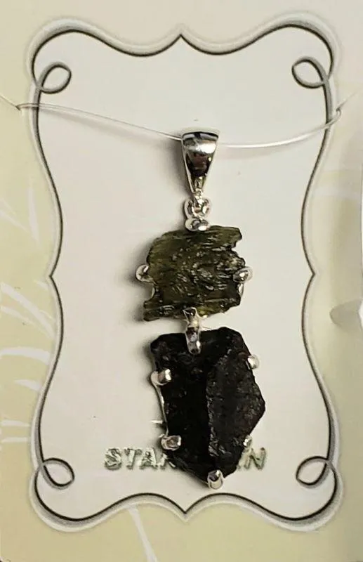 Pendant, Moldavite Freeform SS Basket