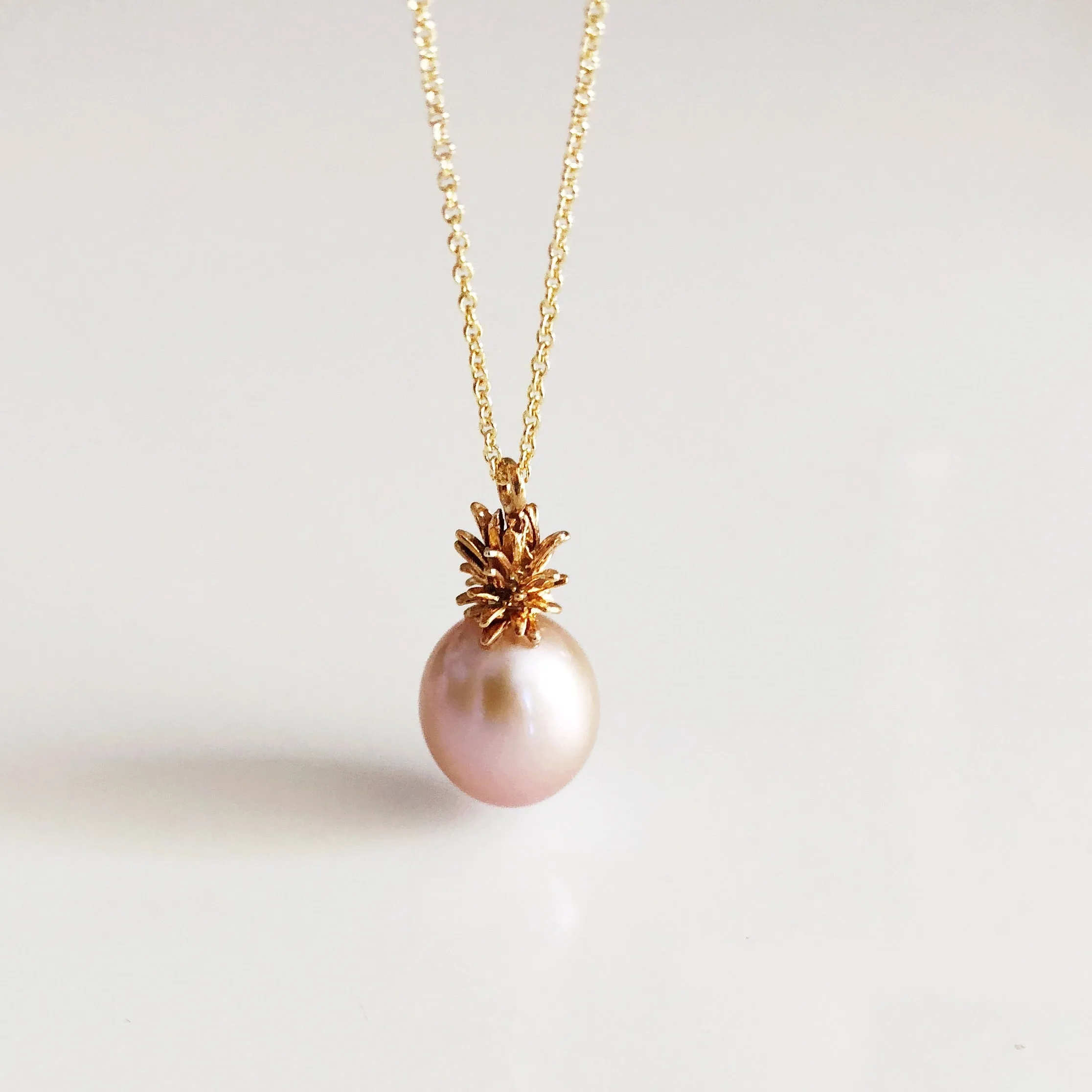 Pineapple pearl necklace - pink Edison pearl (N303)