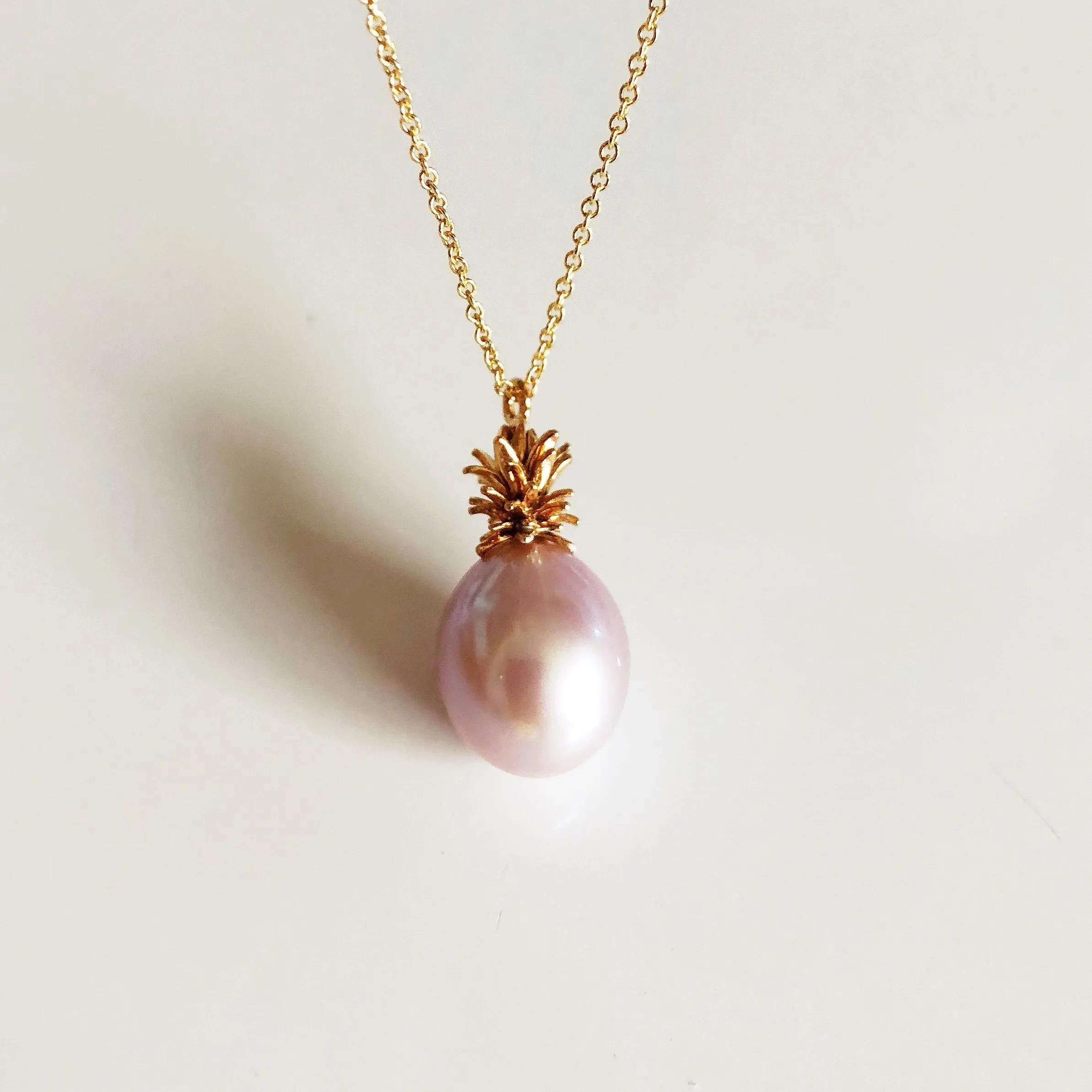 Pineapple pearl necklace - pink Edison pearl (N303)