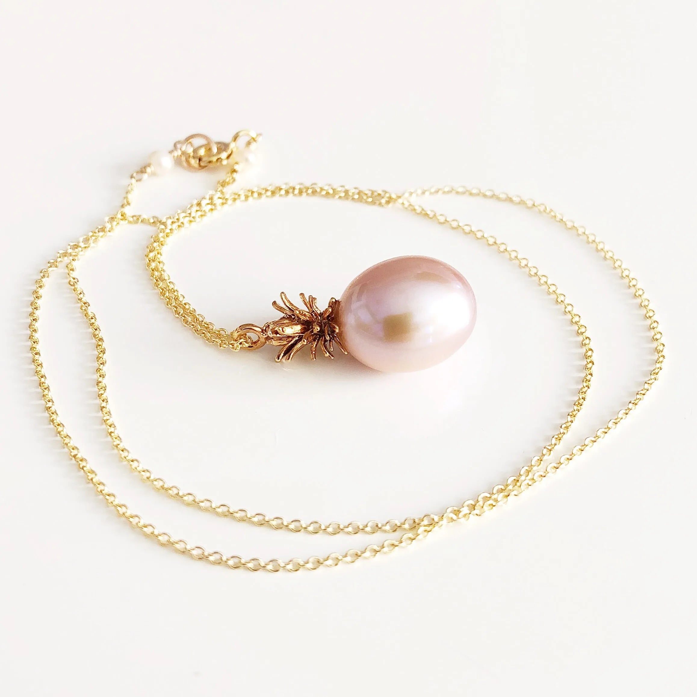 Pineapple pearl necklace - pink Edison pearl (N303)