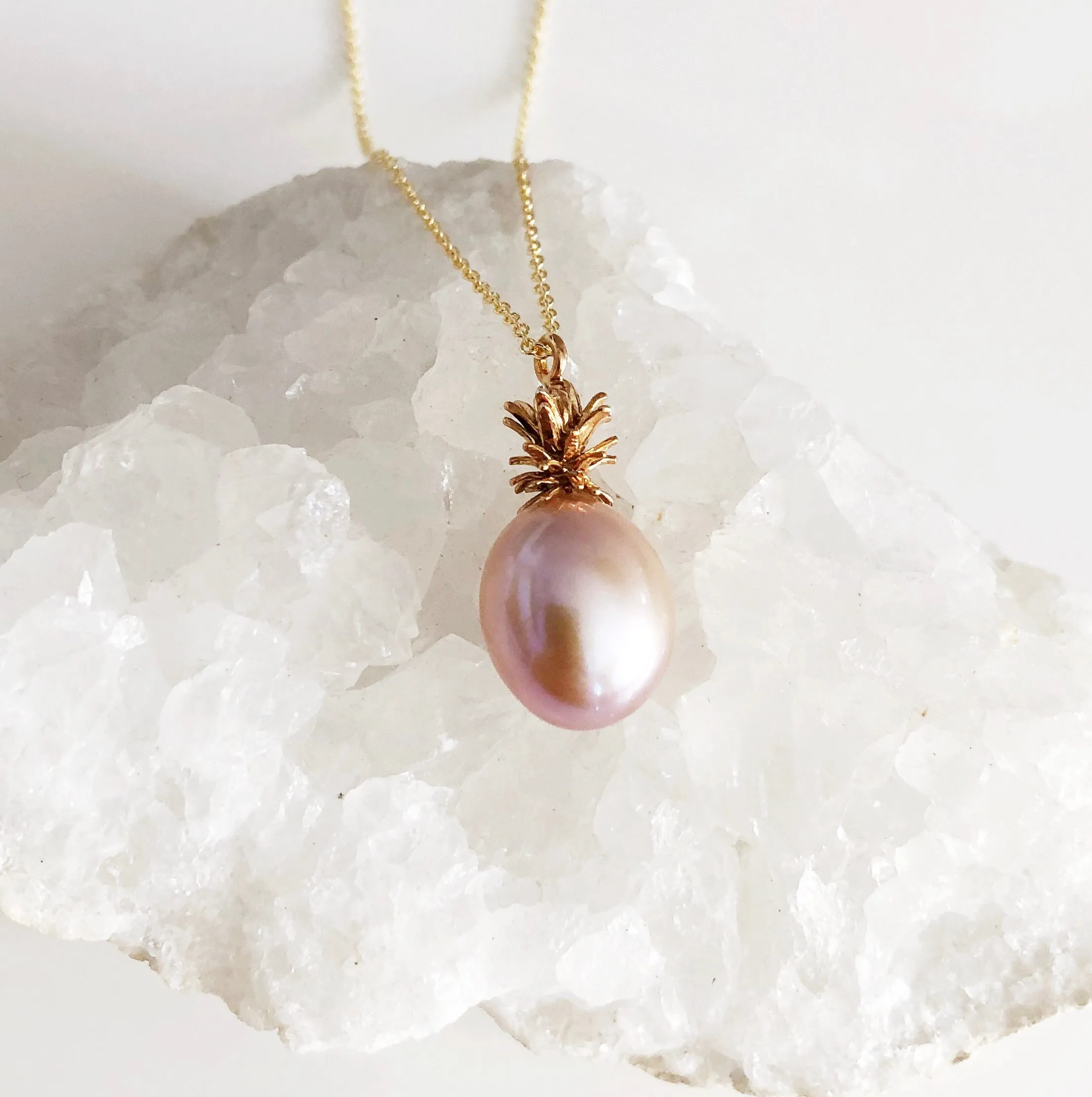 Pineapple pearl necklace - pink Edison pearl (N303)